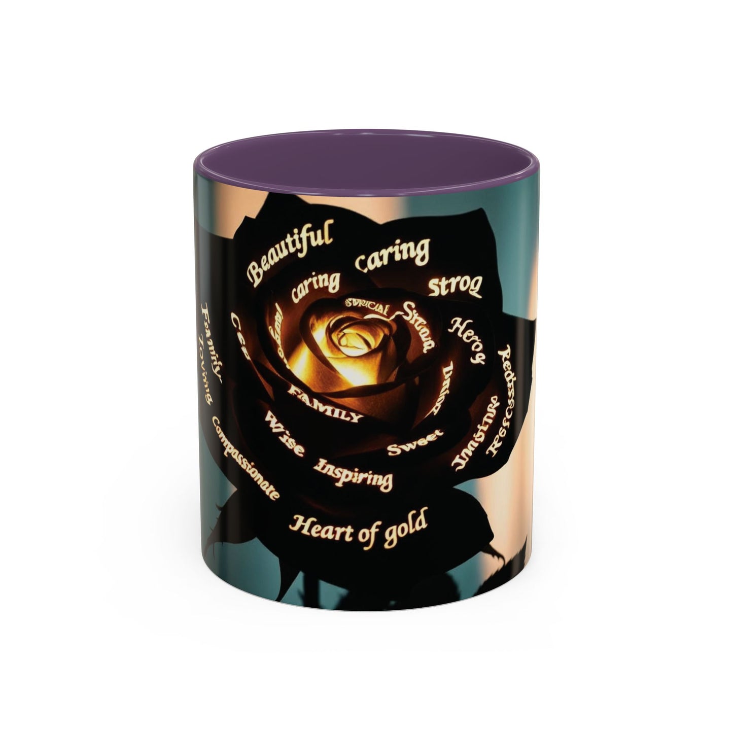 Inspirational Coffee Mug - Heart of Gold Quote with Rose Design