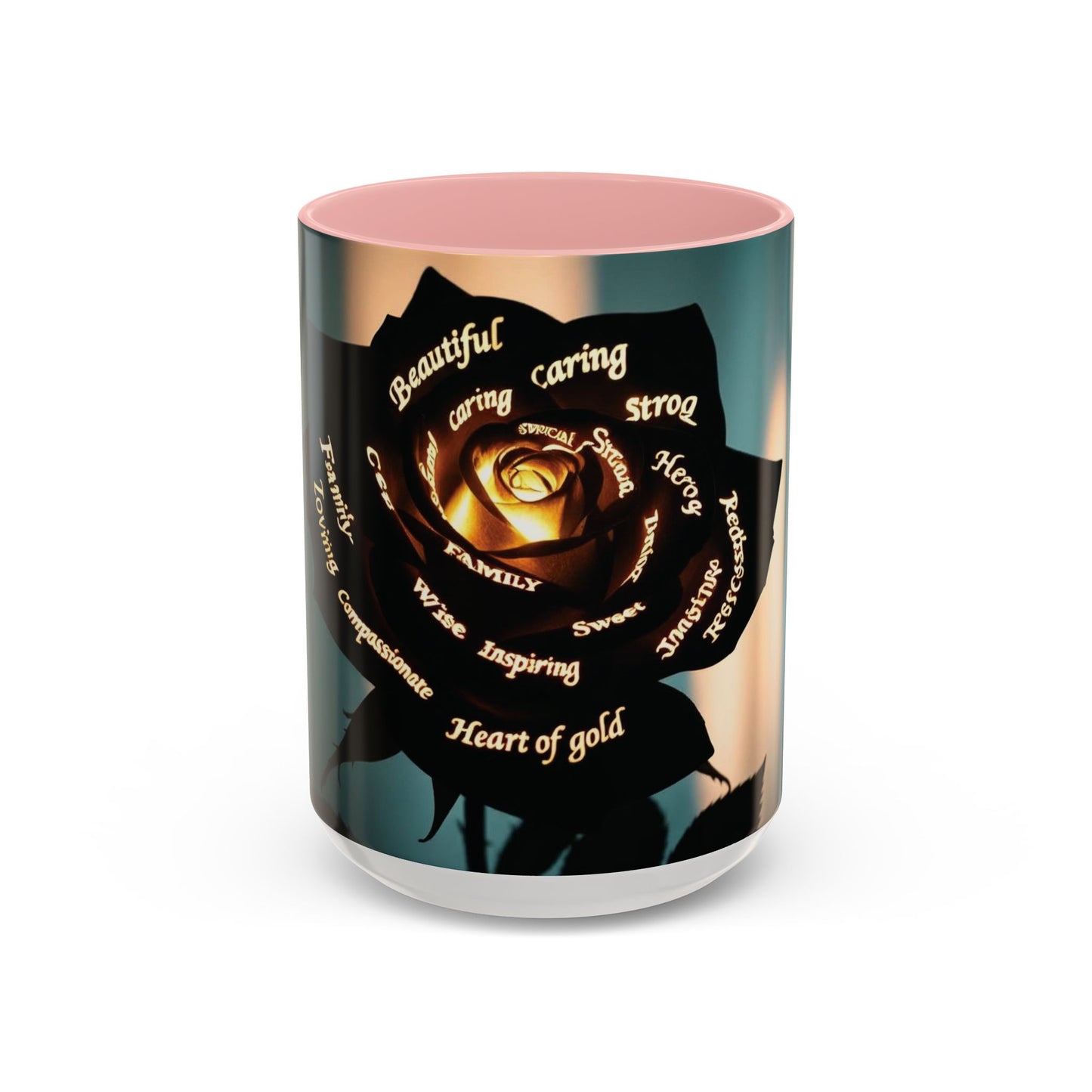 Inspirational Coffee Mug - Heart of Gold Quote with Rose Design