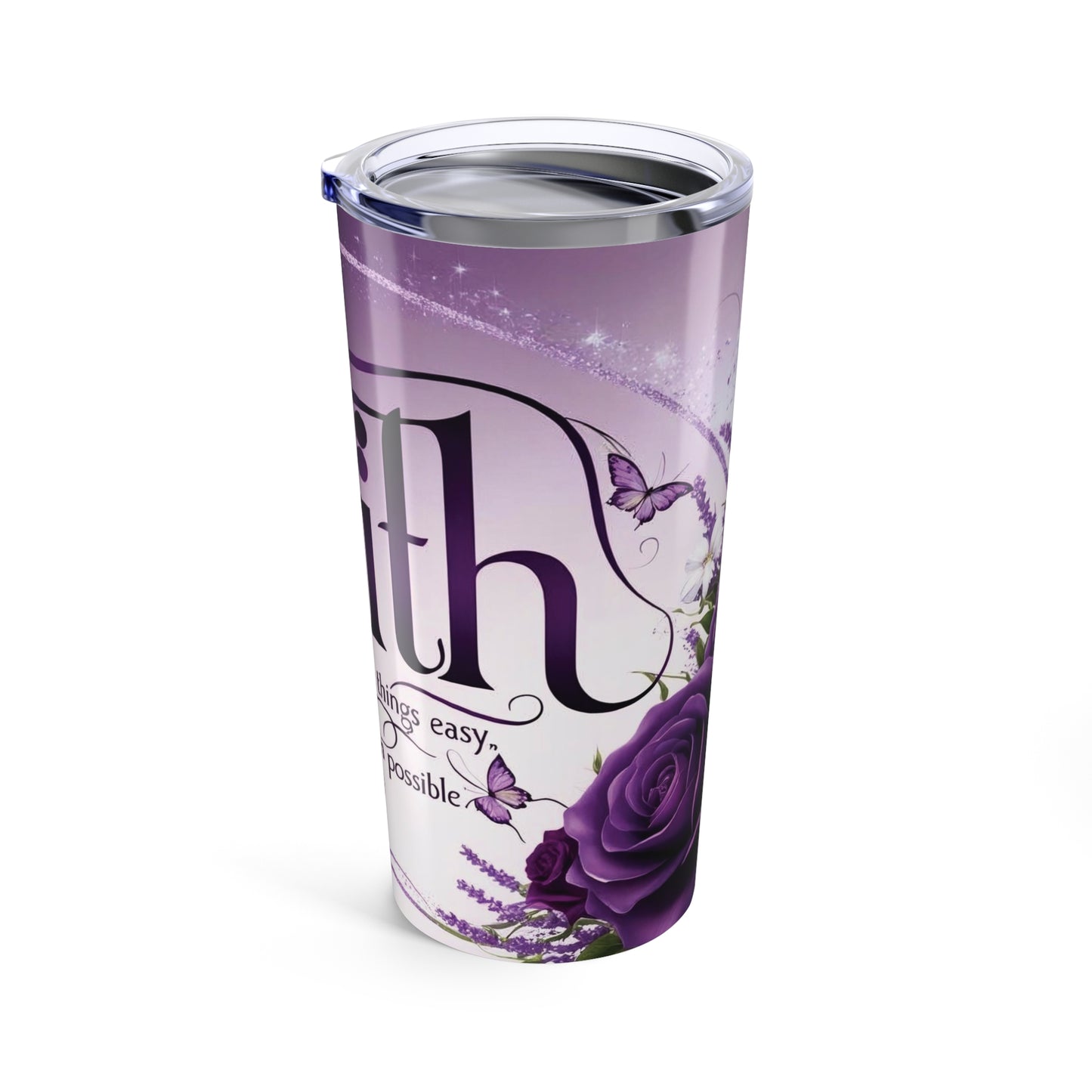 Inspirational Faith Tumbler 20oz - Purple Floral Design