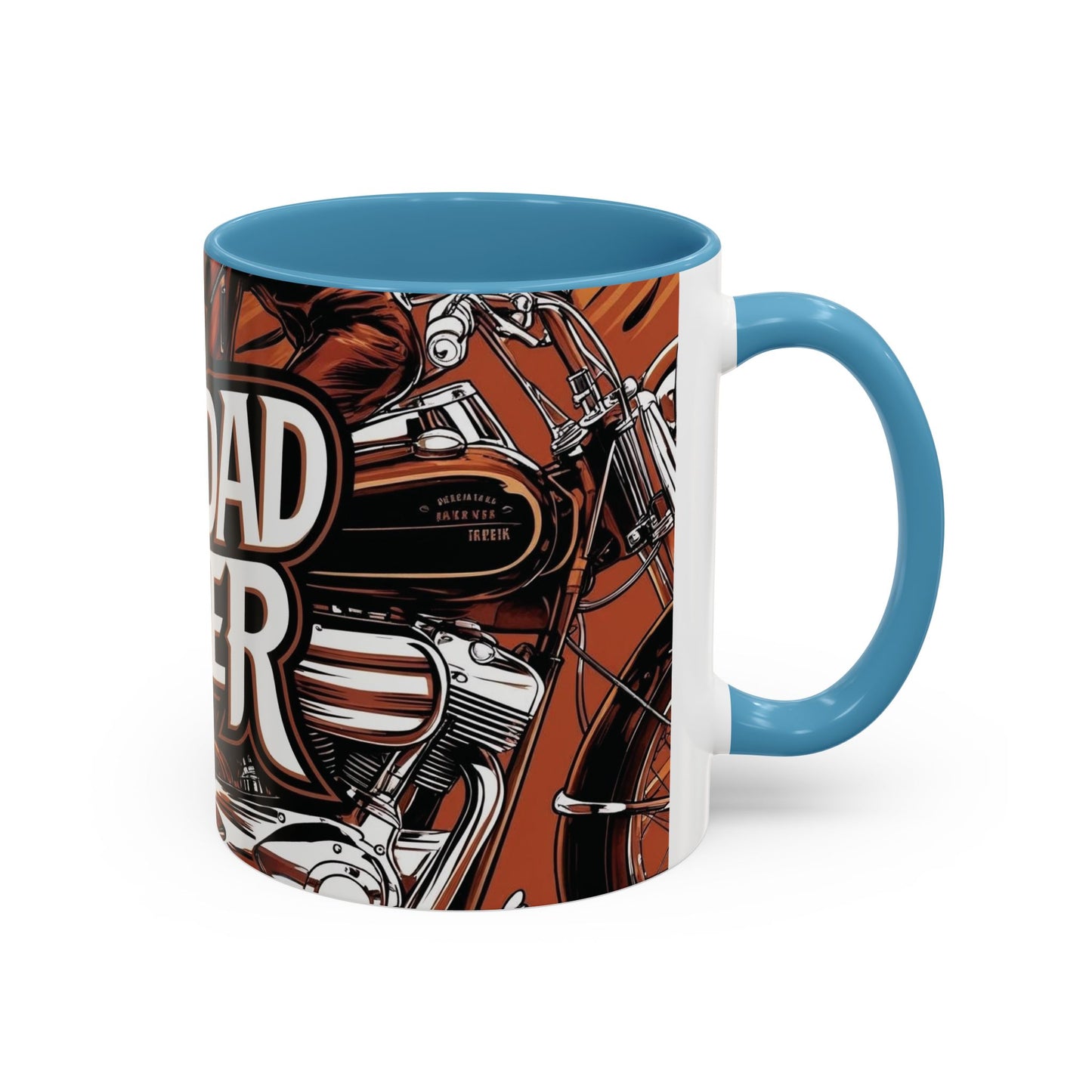 Best Dad Ever Accent Coffee Mug - 11 or 15oz Cool Motorcycle Design