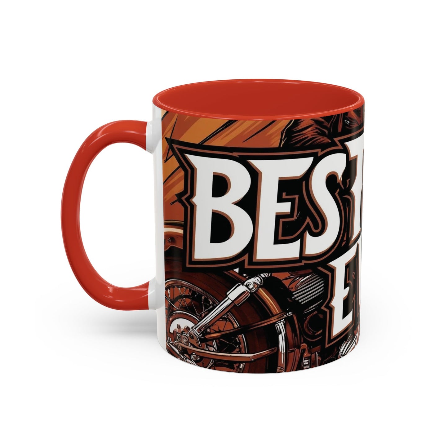 Best Dad Ever Accent Coffee Mug - 11 or 15oz Cool Motorcycle Design
