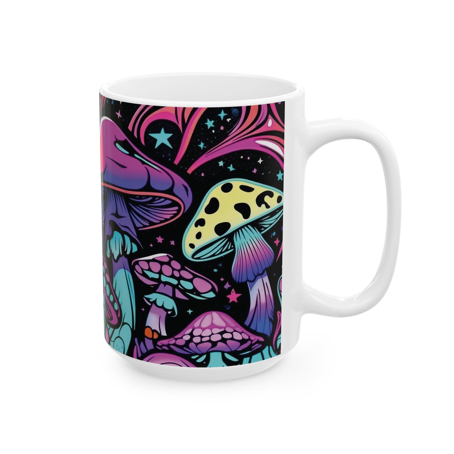 Colorful Mushroom Ceramic Mug - Unique 11oz & 15oz Designs for Nature Lovers