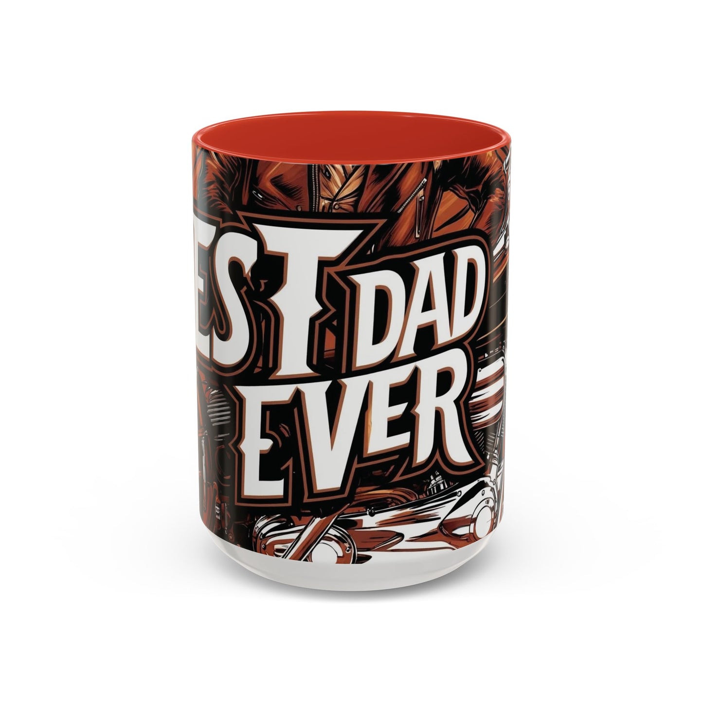 Best Dad Ever Accent Coffee Mug - 11 or 15oz Cool Motorcycle Design