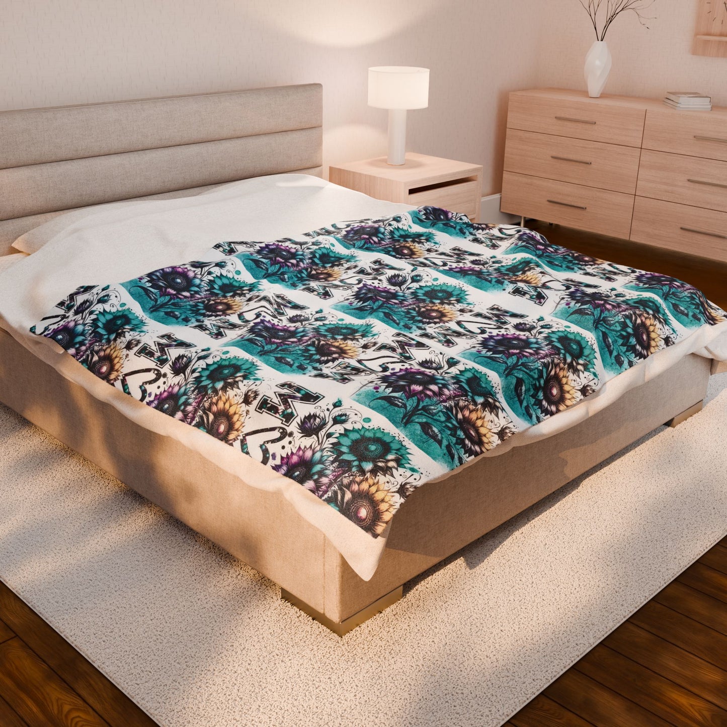Cozy Floral Velveteen Plush Blanket - Perfect for Gifting and Home Decor