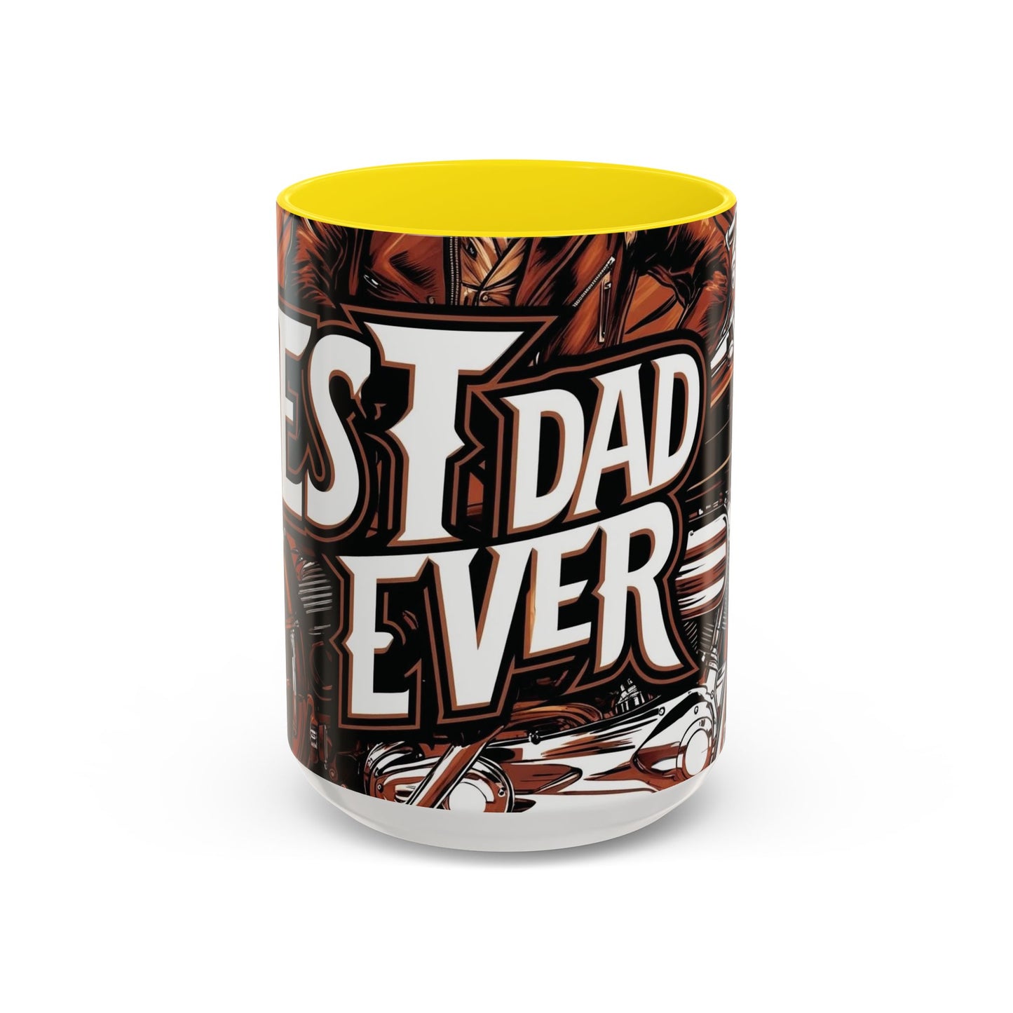 Best Dad Ever Accent Coffee Mug - 11 or 15oz Cool Motorcycle Design