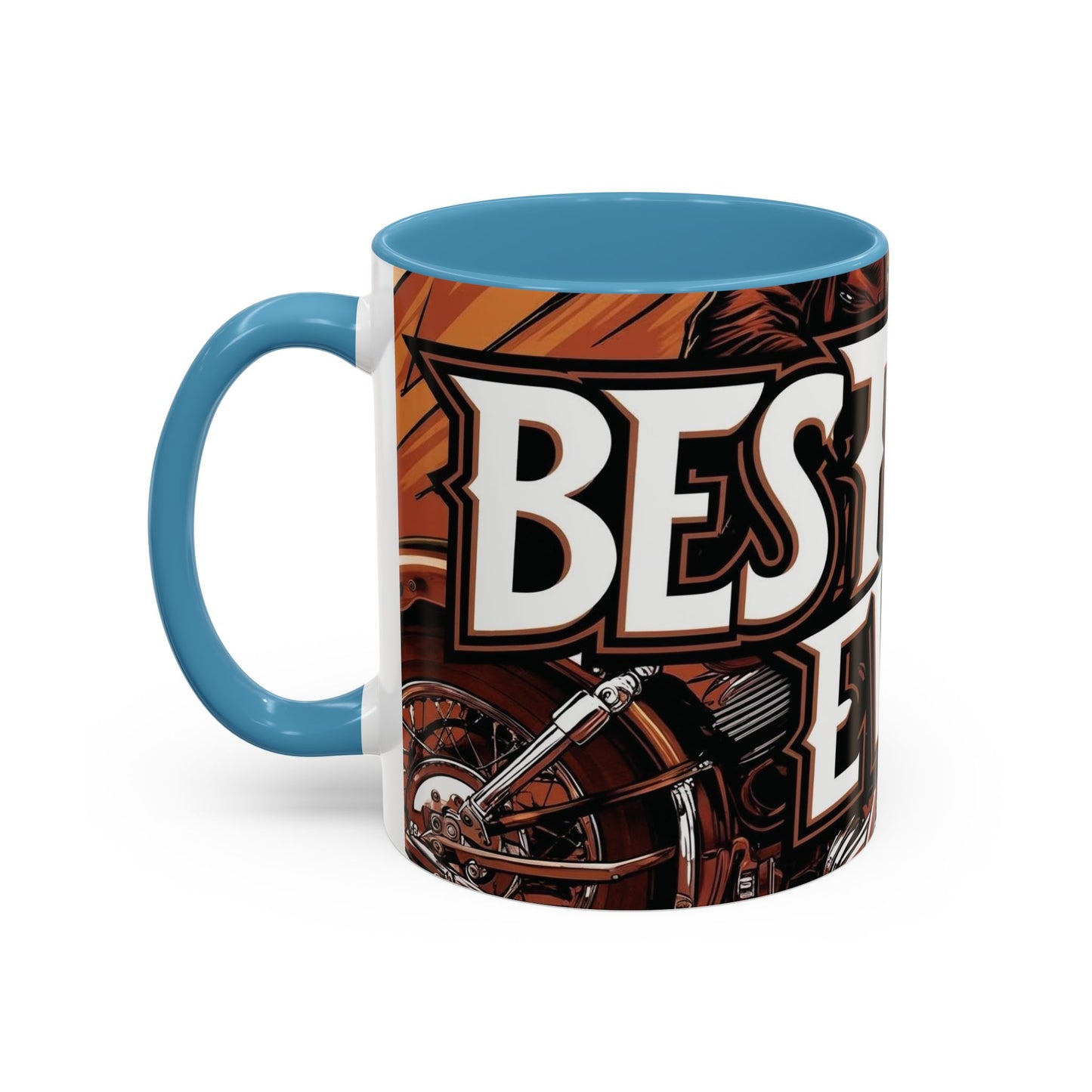 Best Dad Ever Accent Coffee Mug - 11 or 15oz Cool Motorcycle Design