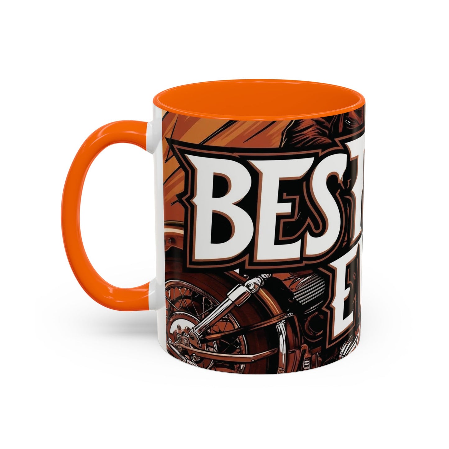 Best Dad Ever Accent Coffee Mug - 11 or 15oz Cool Motorcycle Design
