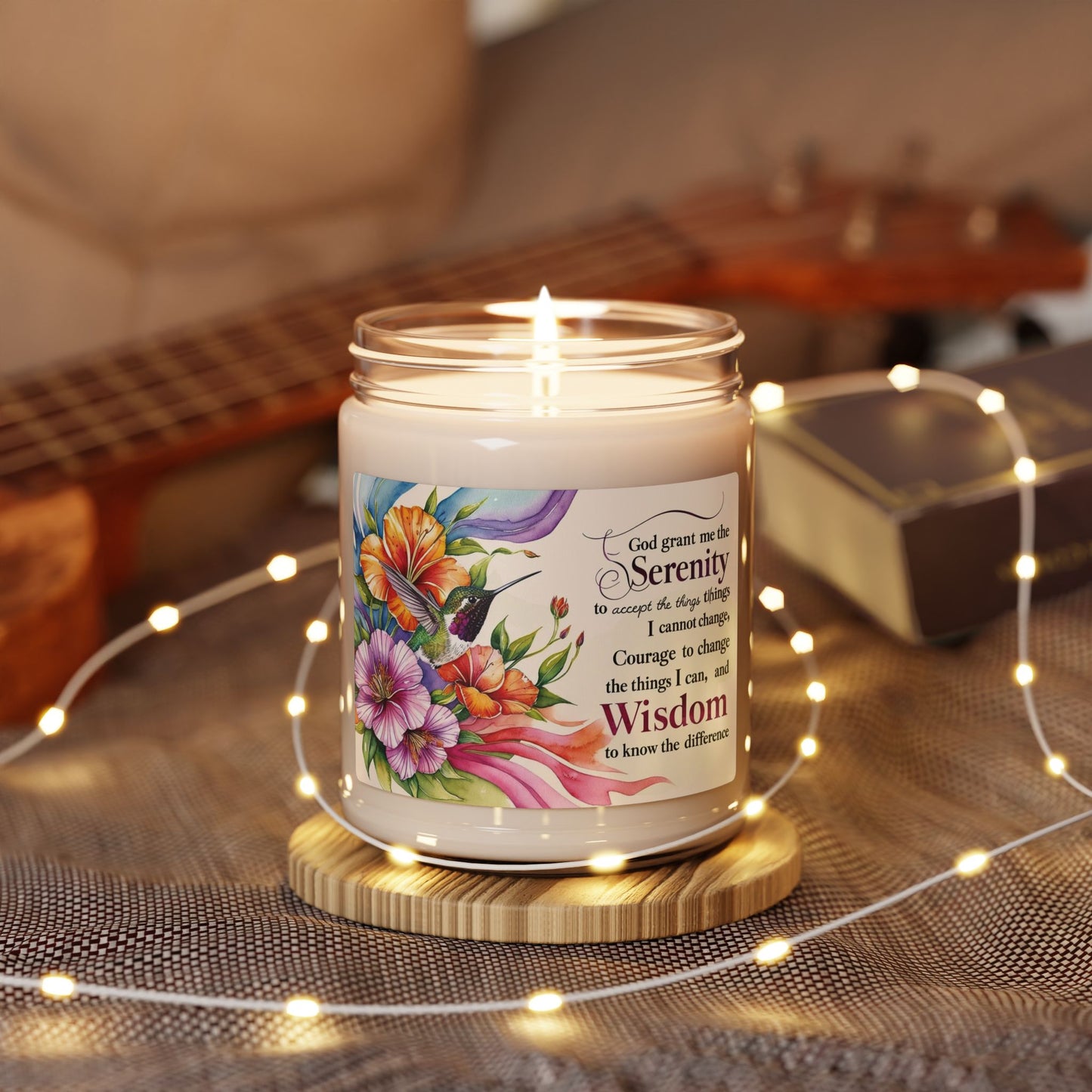 Serenity Scented Soy Candle - 9oz Inspirational Aroma for Peace and Wisdom