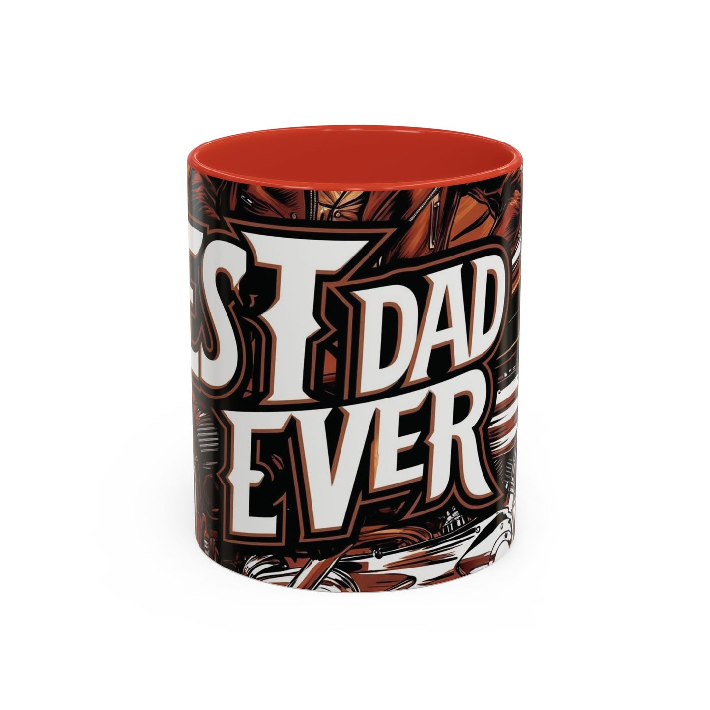Best Dad Ever Accent Coffee Mug - 11 or 15oz Cool Motorcycle Design