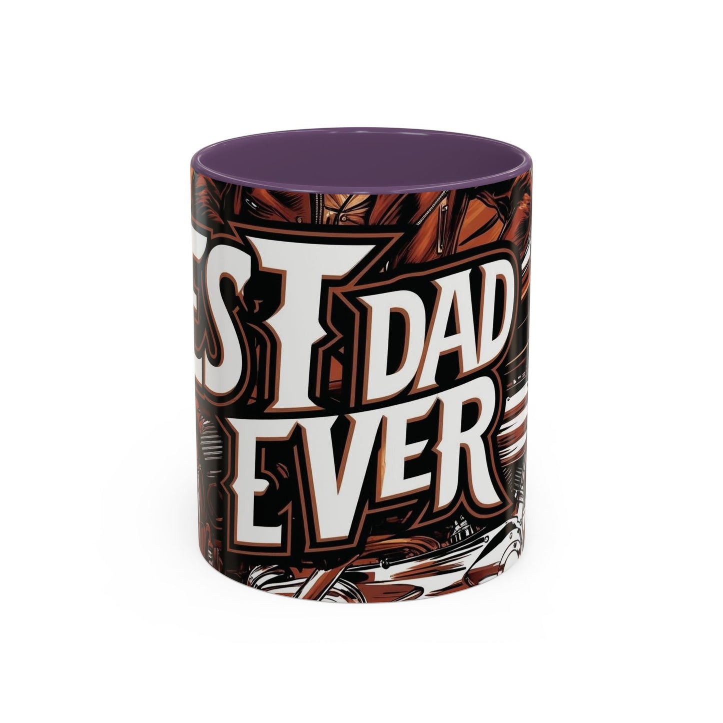 Best Dad Ever Accent Coffee Mug - 11 or 15oz Cool Motorcycle Design