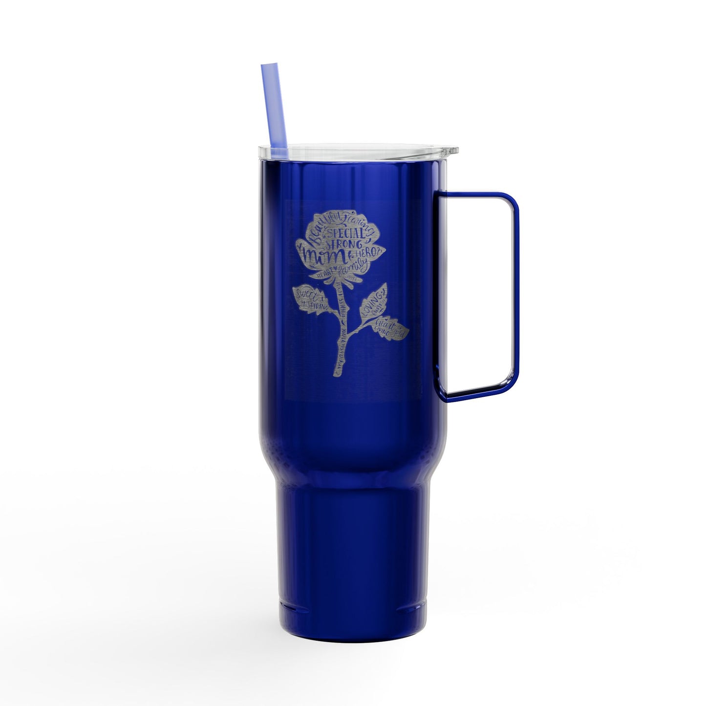 Engraved Insulated Tumbler - 40oz Floral Design, Perfect Gift for Mother's Day