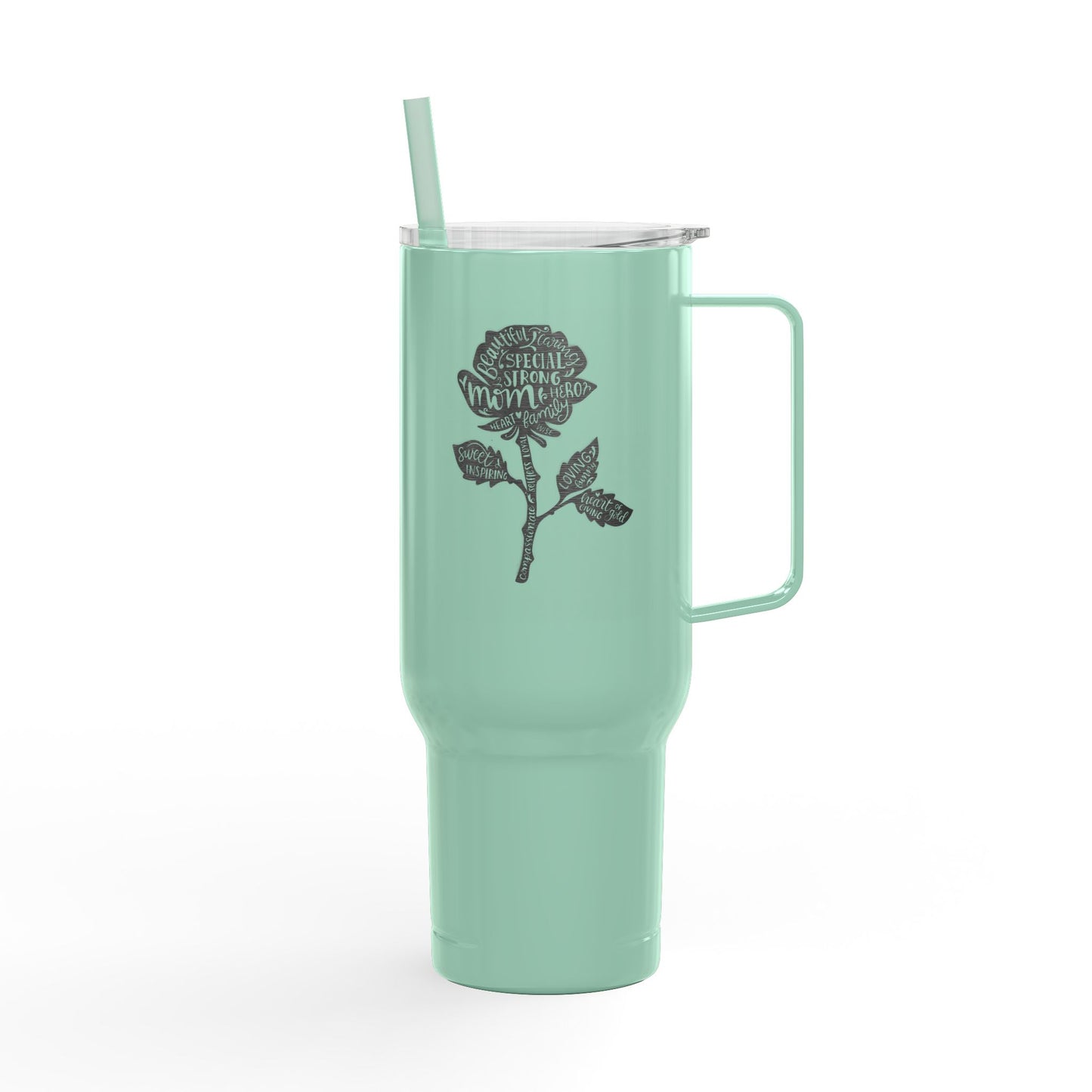 Engraved Insulated Tumbler - 40oz Floral Design, Perfect Gift for Mother's Day