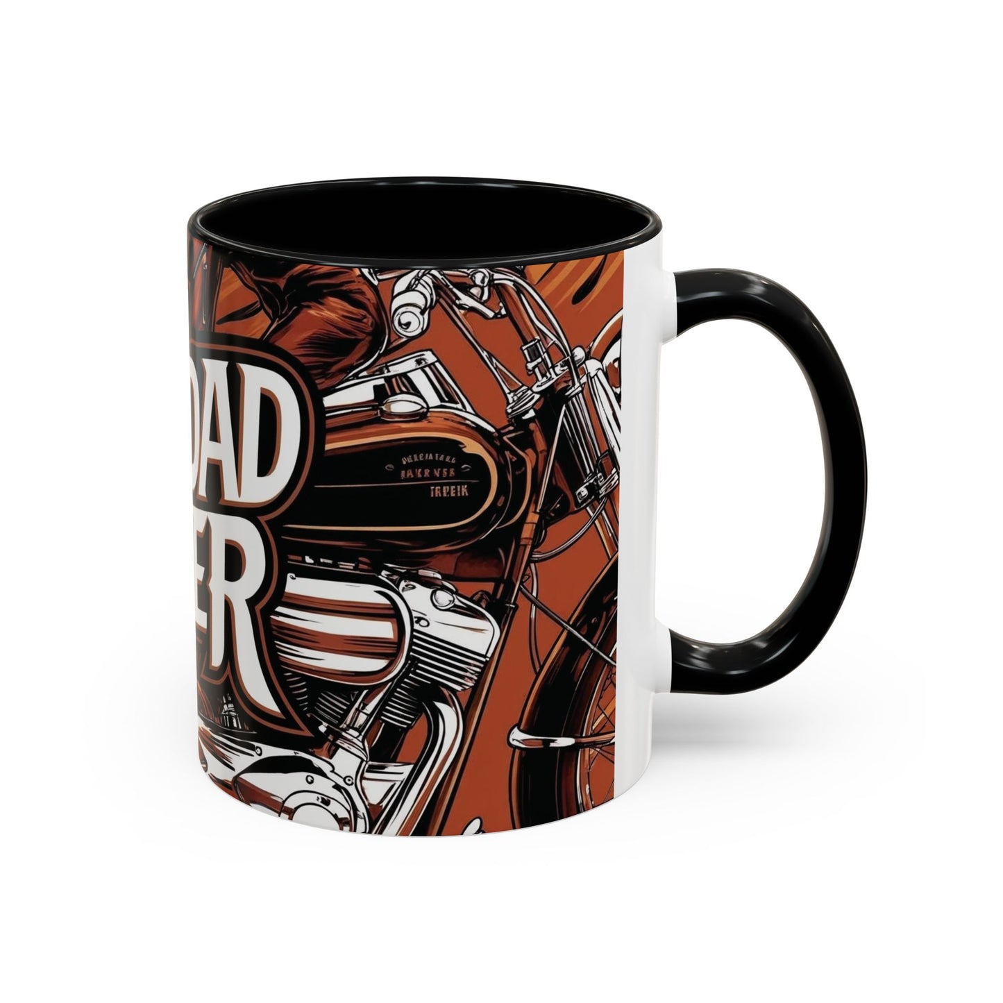 Best Dad Ever Accent Coffee Mug - 11 or 15oz Cool Motorcycle Design