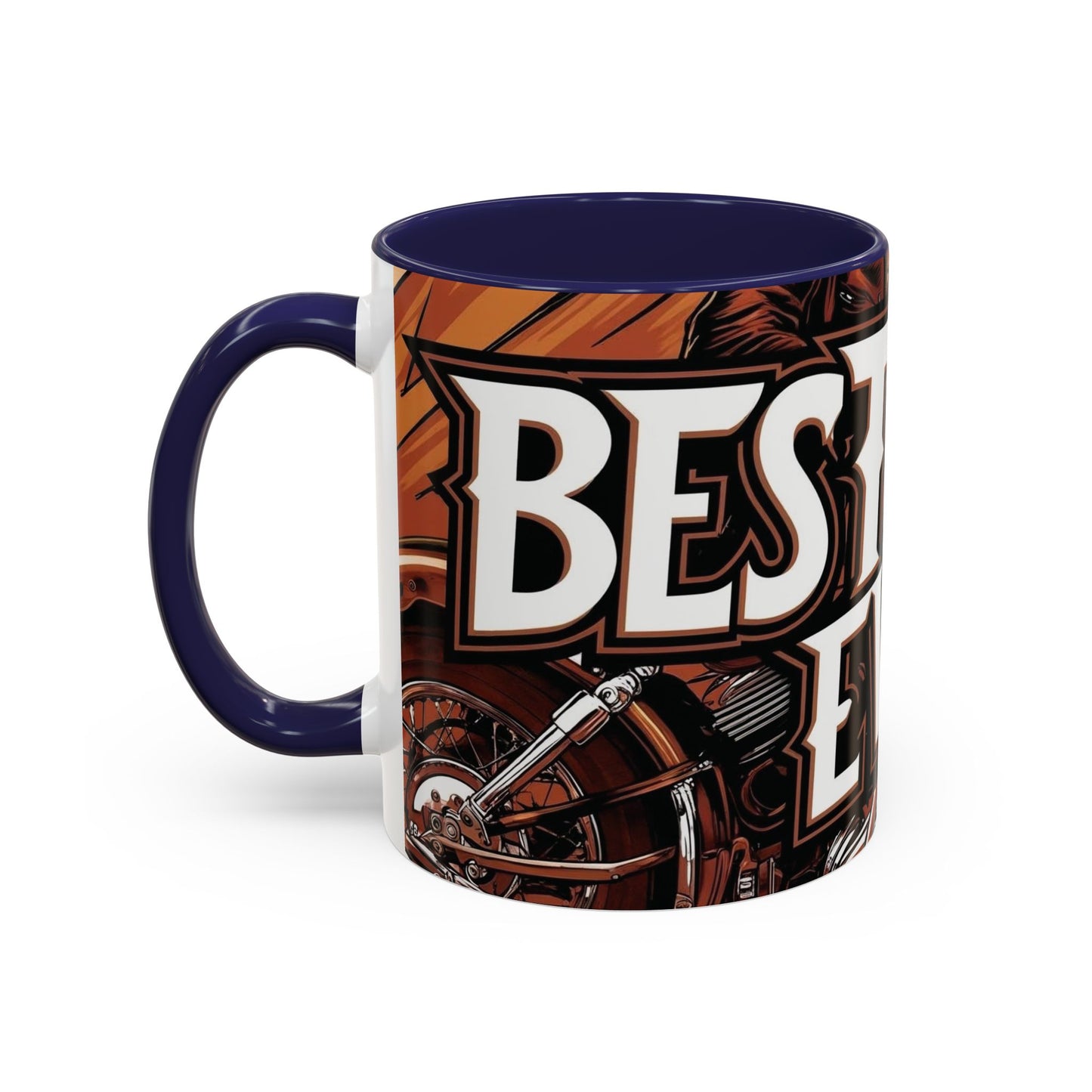 Best Dad Ever Accent Coffee Mug - 11 or 15oz Cool Motorcycle Design