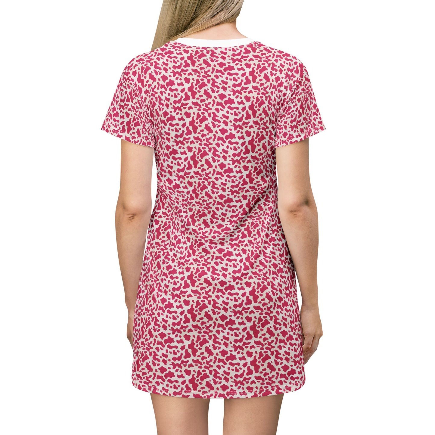 Cute Pink Cow Pattern T-Shirt Dress for Casual Days