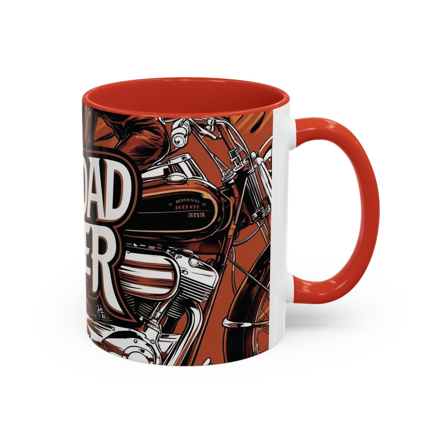 Best Dad Ever Accent Coffee Mug - 11 or 15oz Cool Motorcycle Design