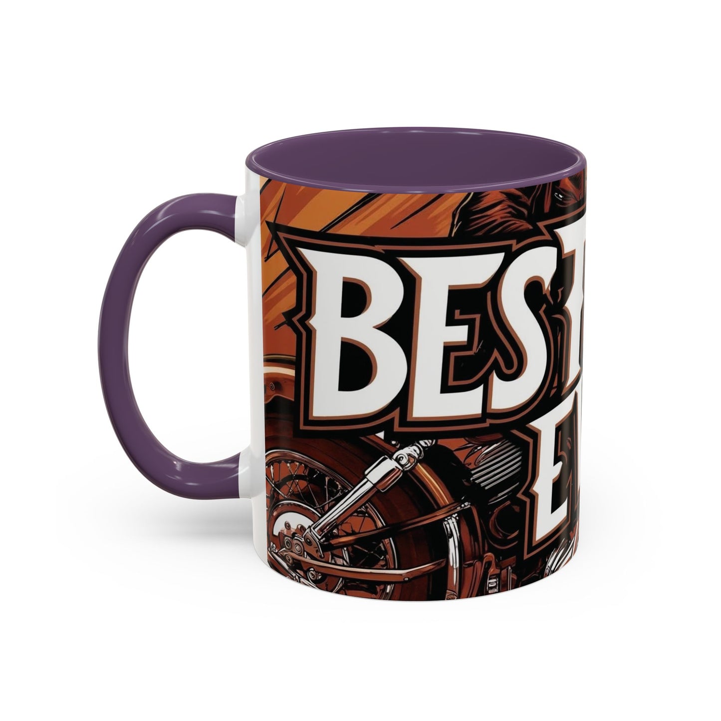 Best Dad Ever Accent Coffee Mug - 11 or 15oz Cool Motorcycle Design