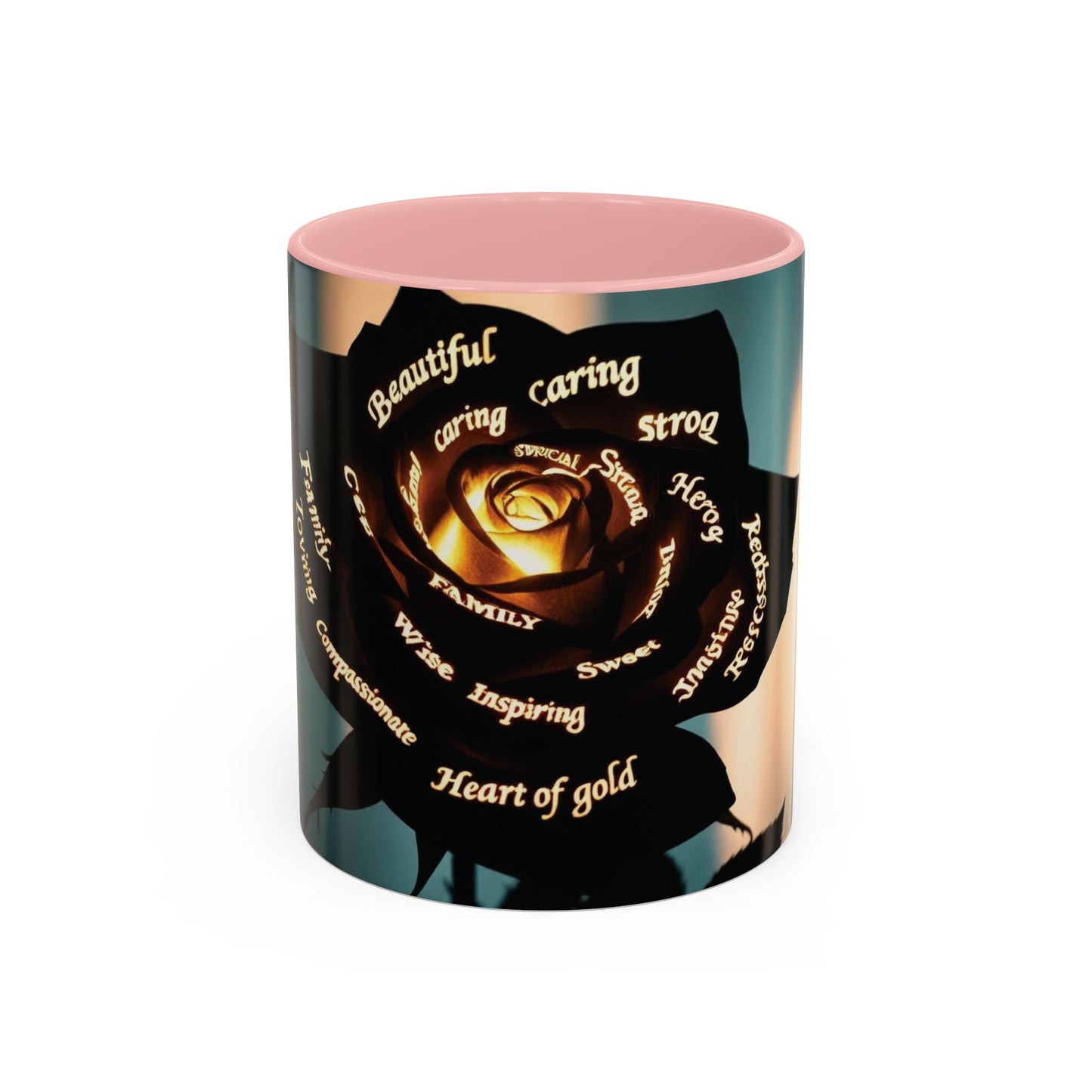 Inspirational Coffee Mug - Heart of Gold Quote with Rose Design