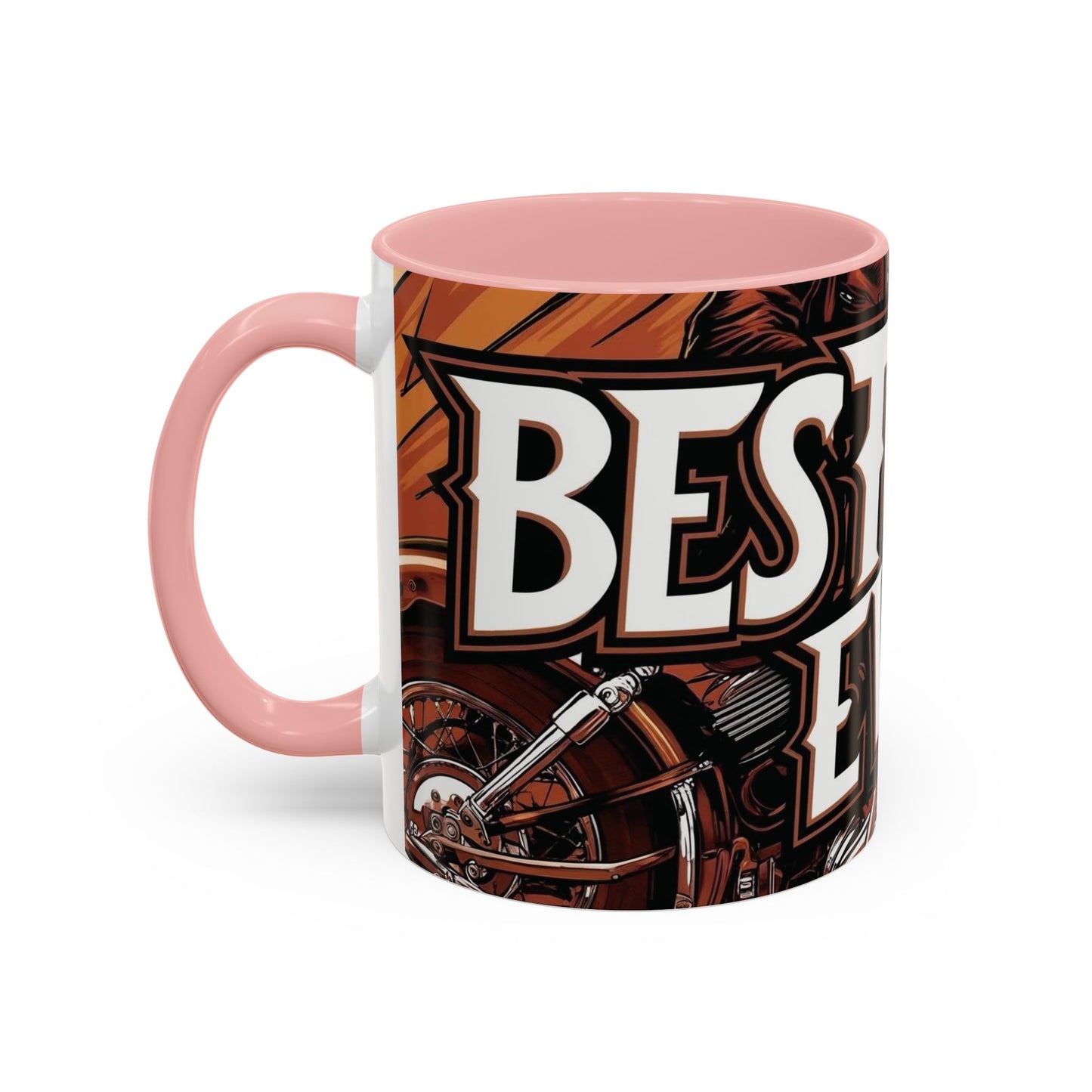 Best Dad Ever Accent Coffee Mug - 11 or 15oz Cool Motorcycle Design