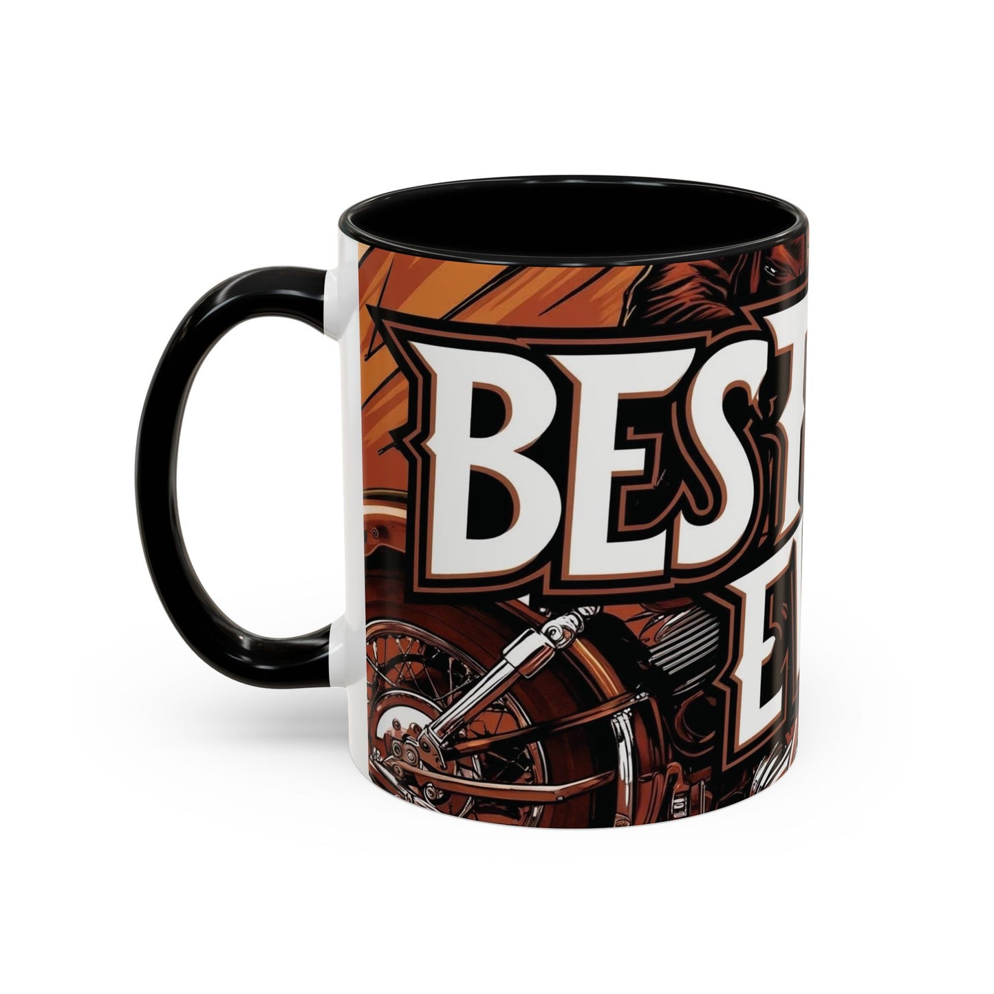 Best Dad Ever Accent Coffee Mug - 11 or 15oz Cool Motorcycle Design