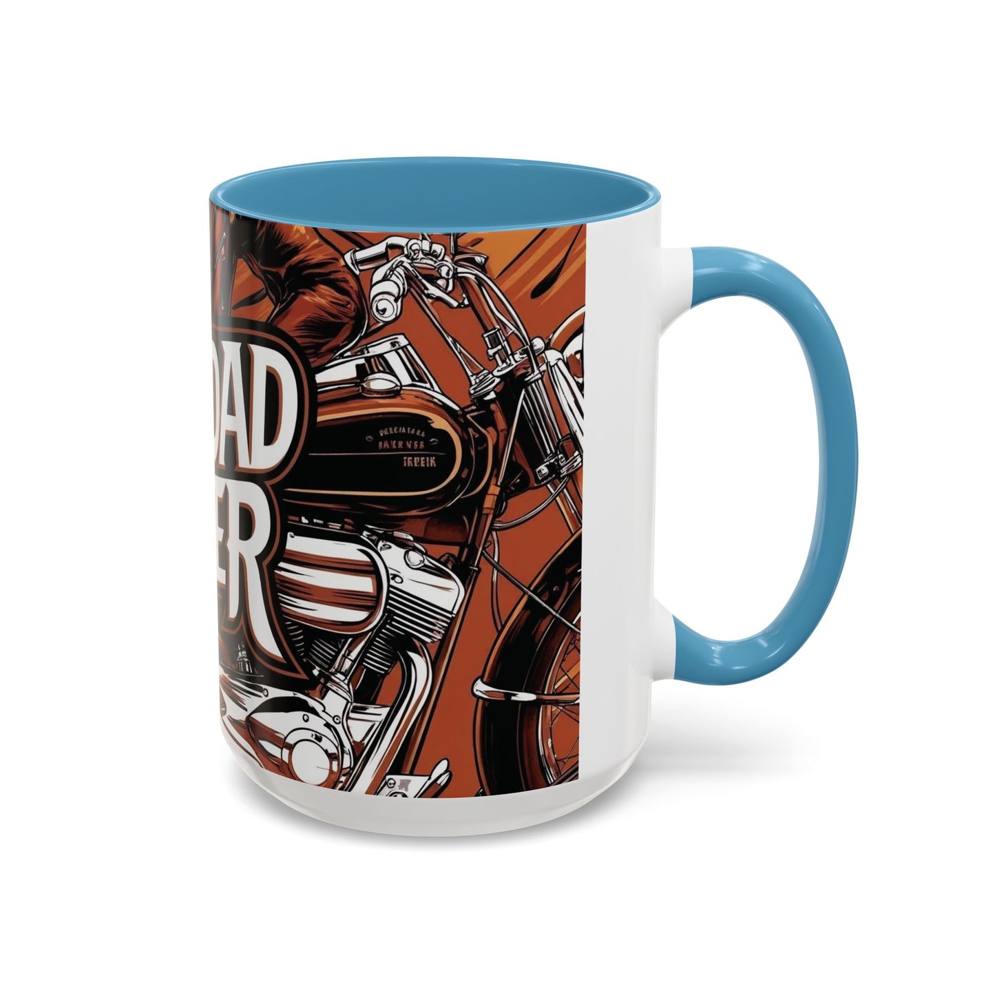 Best Dad Ever Accent Coffee Mug - 11 or 15oz Cool Motorcycle Design