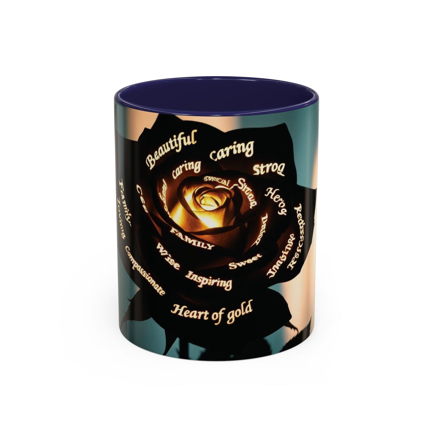 Inspirational Coffee Mug - Heart of Gold Quote with Rose Design