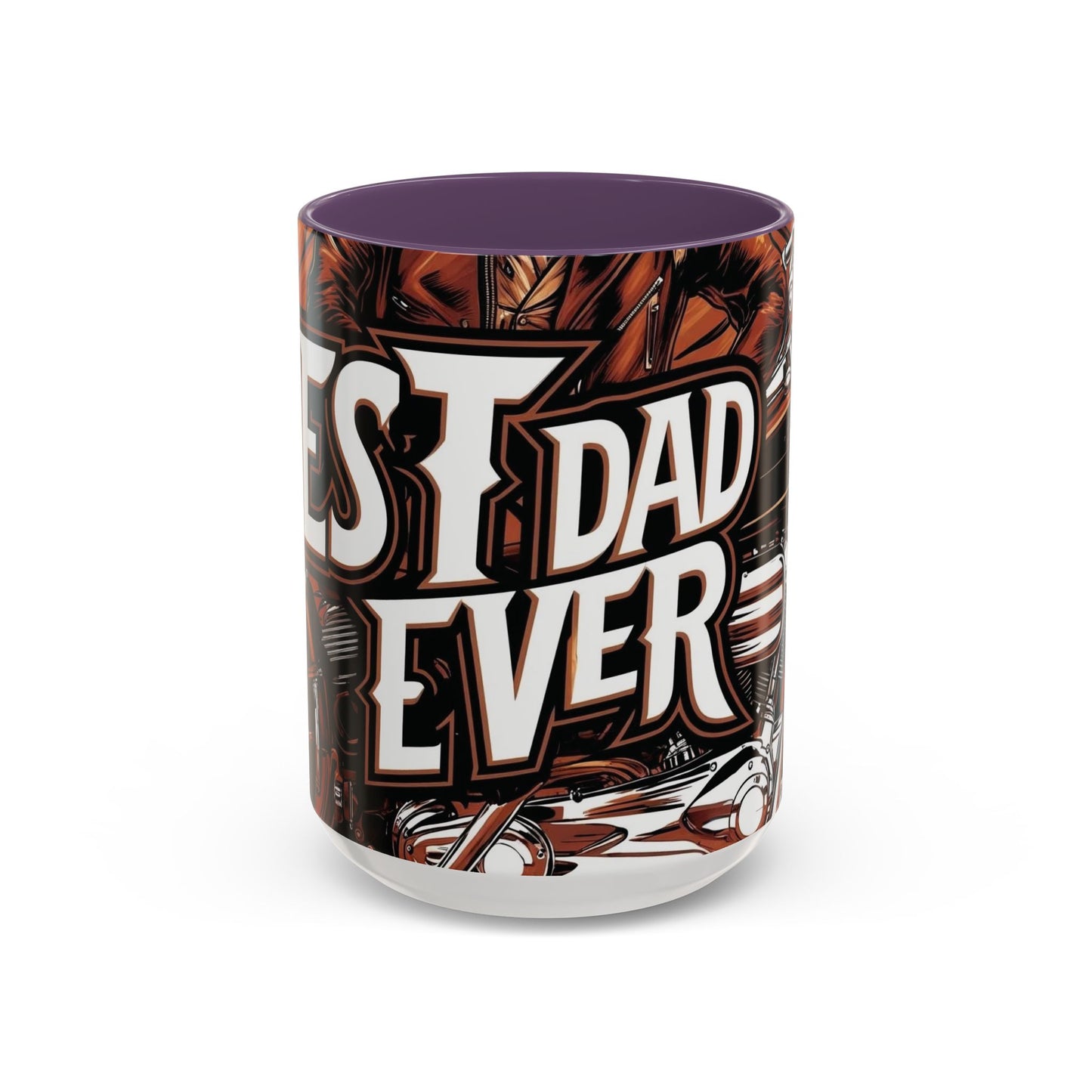 Best Dad Ever Accent Coffee Mug - 11 or 15oz Cool Motorcycle Design