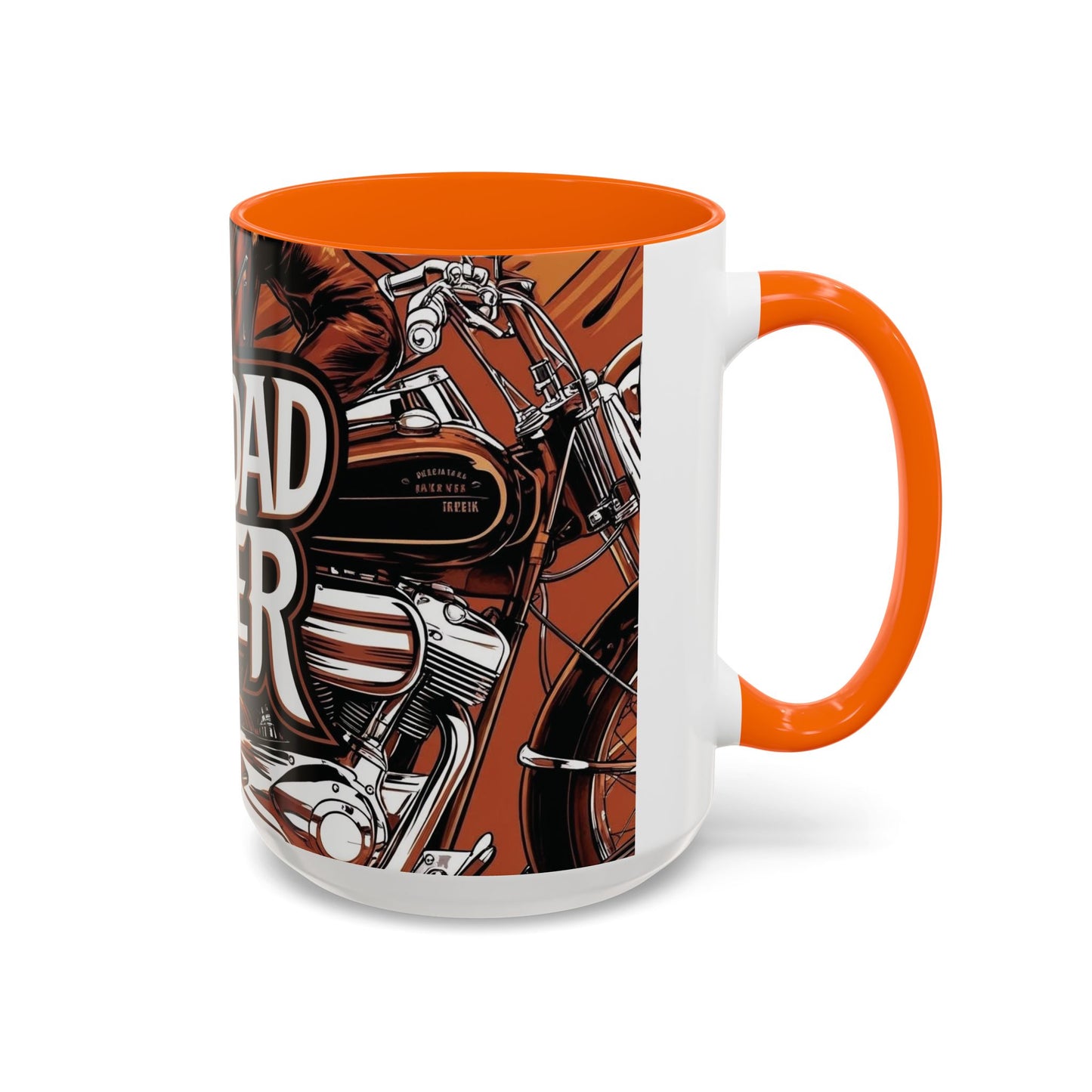 Best Dad Ever Accent Coffee Mug - 11 or 15oz Cool Motorcycle Design