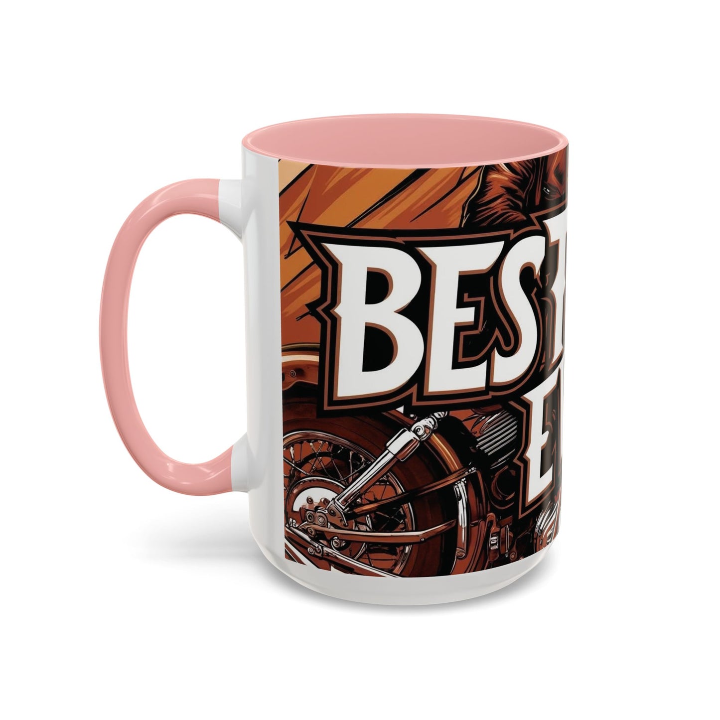 Best Dad Ever Accent Coffee Mug - 11 or 15oz Cool Motorcycle Design