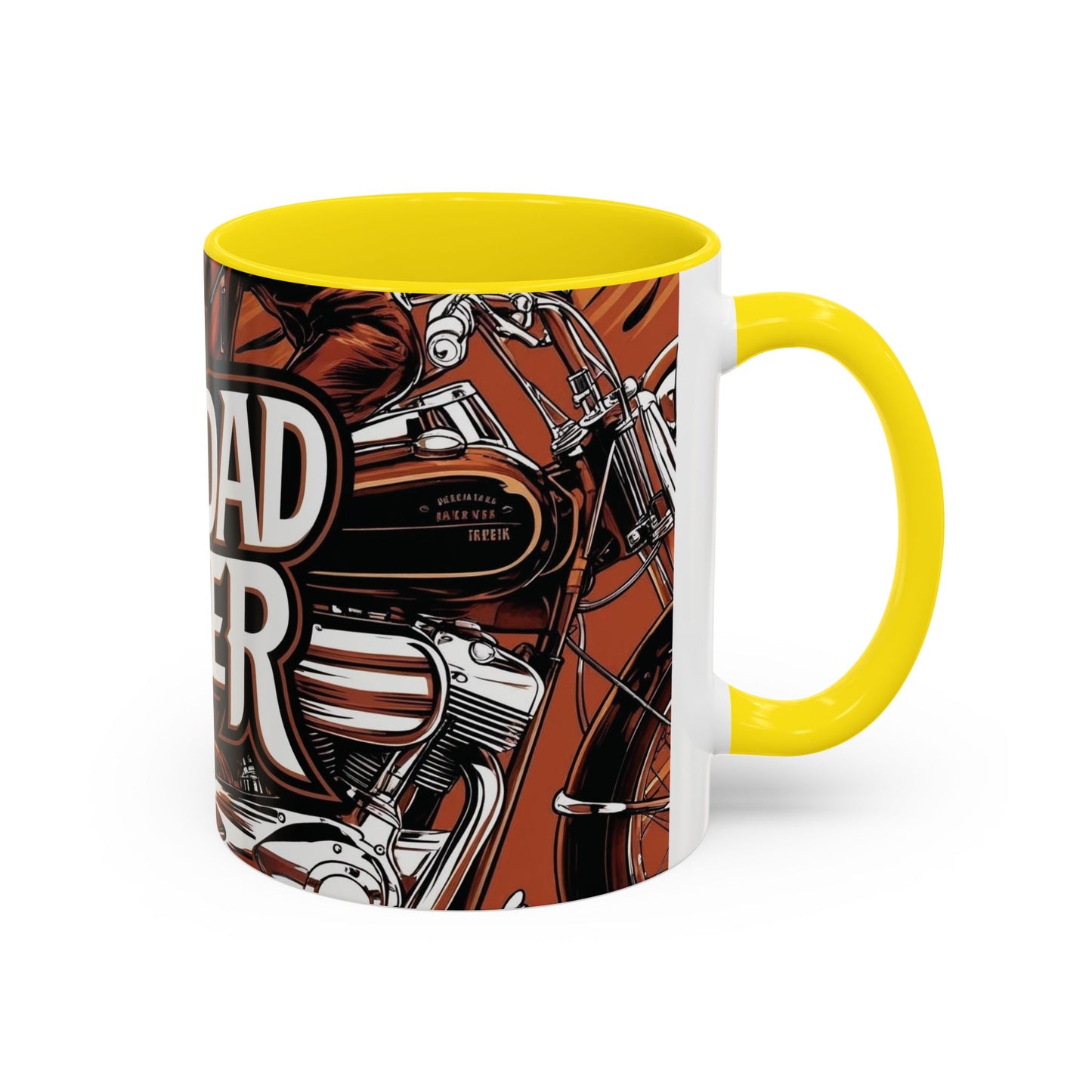 Best Dad Ever Accent Coffee Mug - 11 or 15oz Cool Motorcycle Design