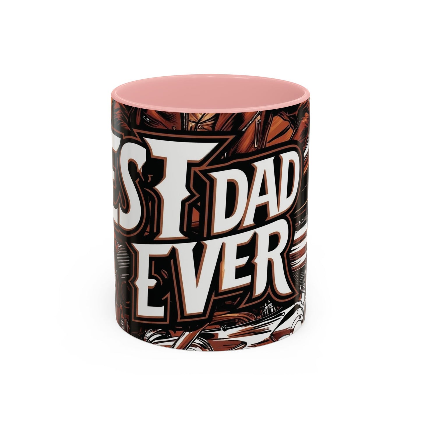 Best Dad Ever Accent Coffee Mug - 11 or 15oz Cool Motorcycle Design