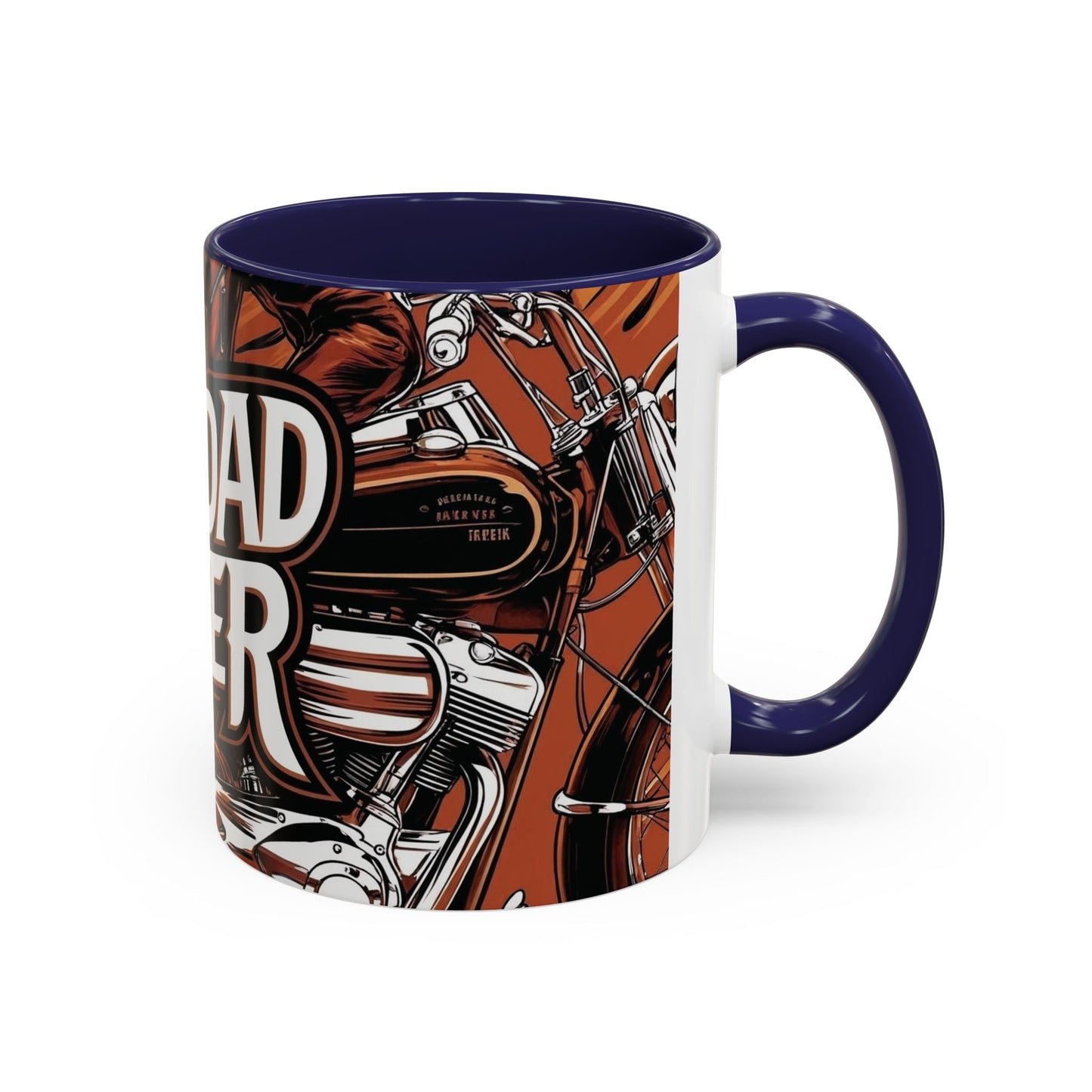 Best Dad Ever Accent Coffee Mug - 11 or 15oz Cool Motorcycle Design
