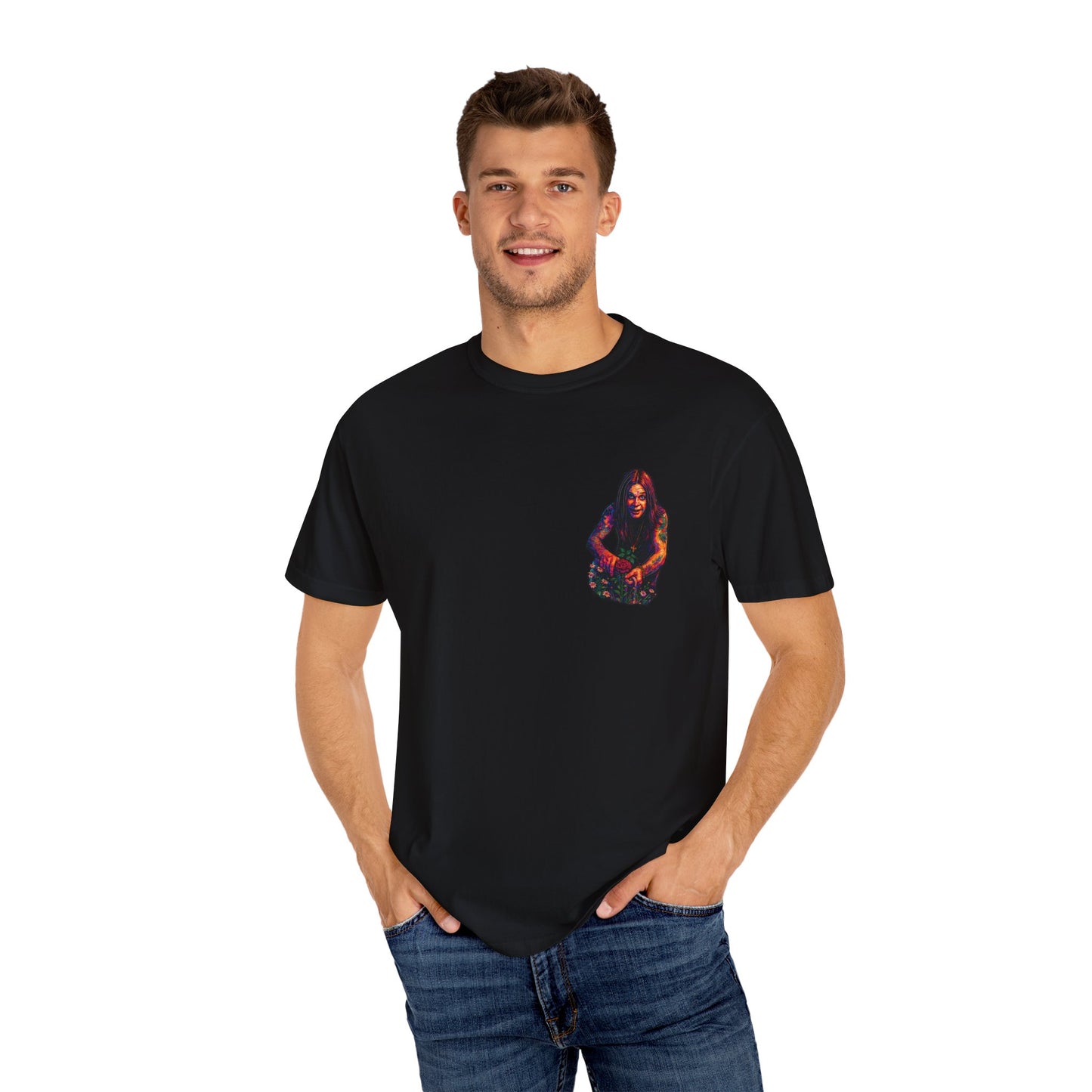 Rock Legend Floral Print T-Shirt - Vibrant Unisex Festival Apparel