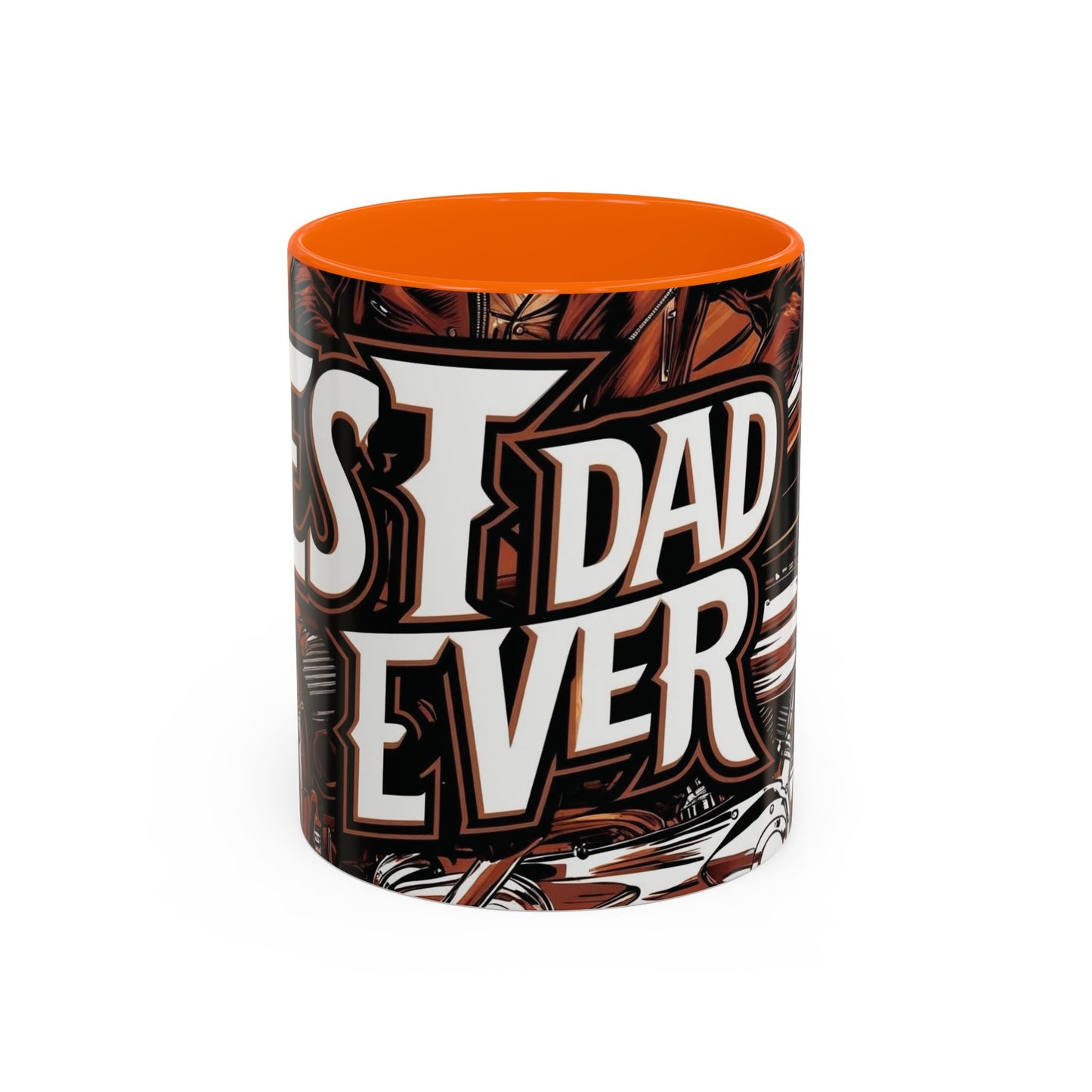 Best Dad Ever Accent Coffee Mug - 11 or 15oz Cool Motorcycle Design