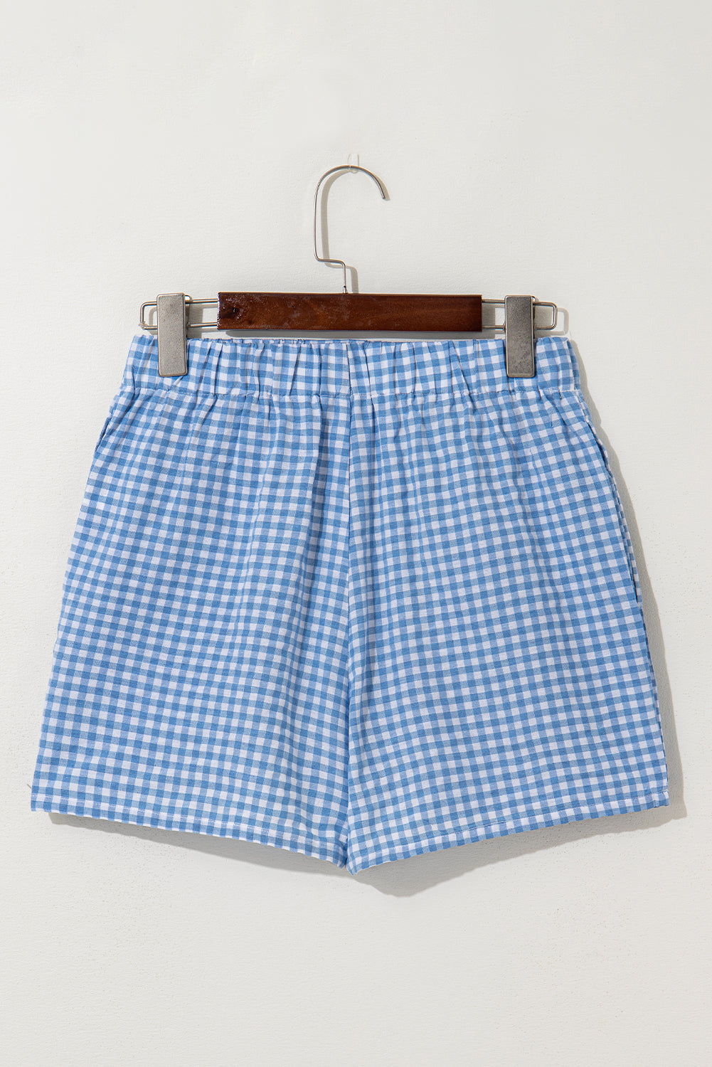 Red Vintage Plaid Print High Waisted Loose Wide Leg Shorts