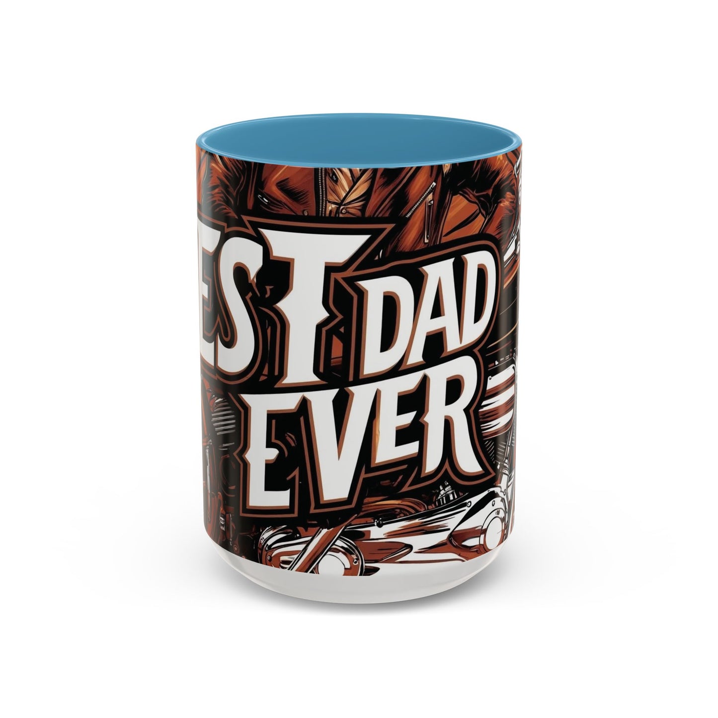 Best Dad Ever Accent Coffee Mug - 11 or 15oz Cool Motorcycle Design