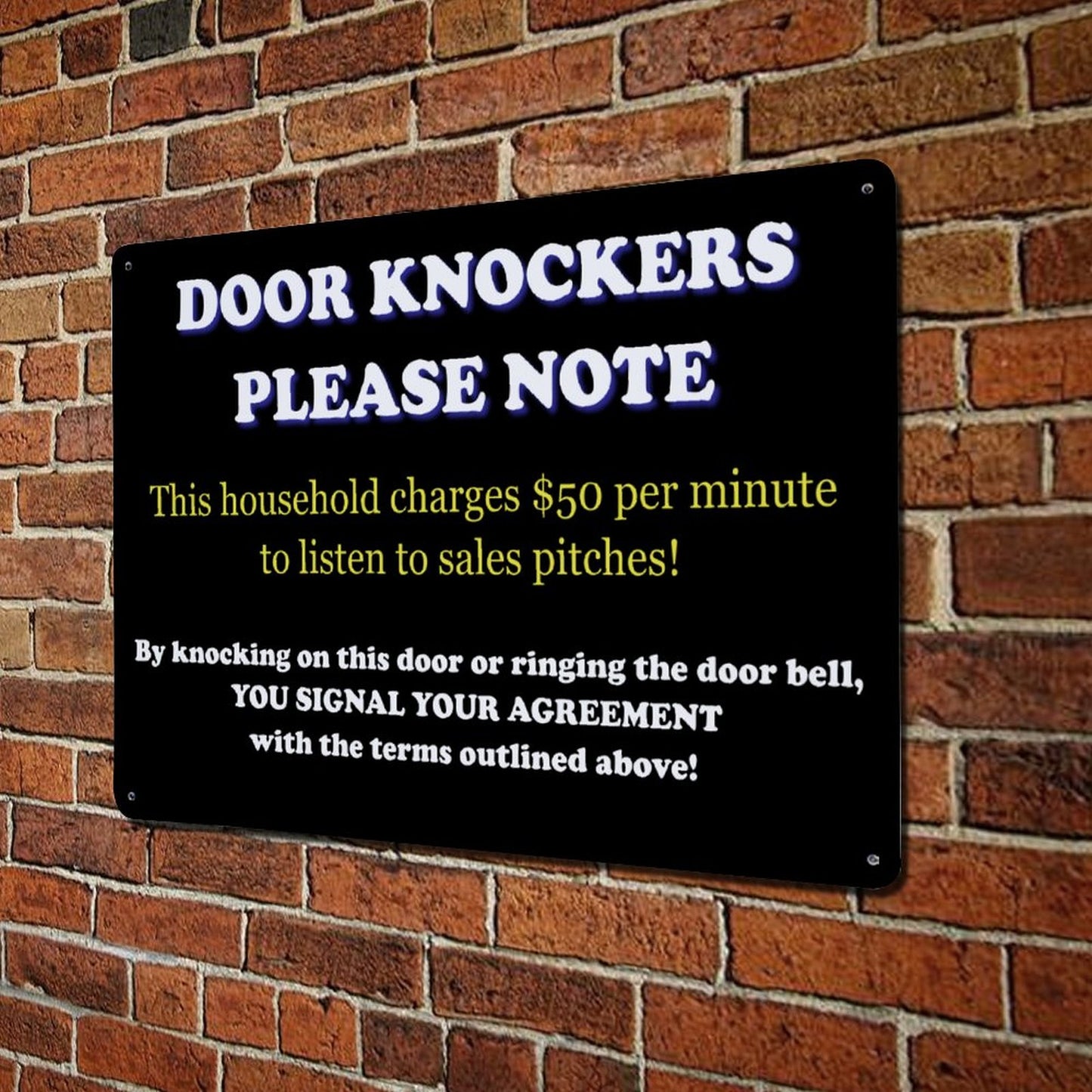 Door Knockers Please Note Aluminum Weatherproof Metal Sign