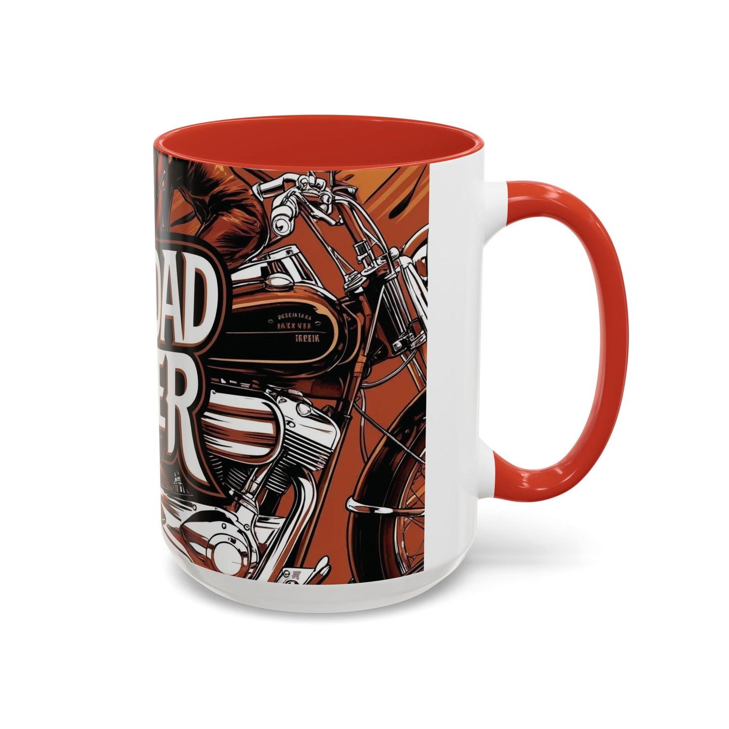 Best Dad Ever Accent Coffee Mug - 11 or 15oz Cool Motorcycle Design