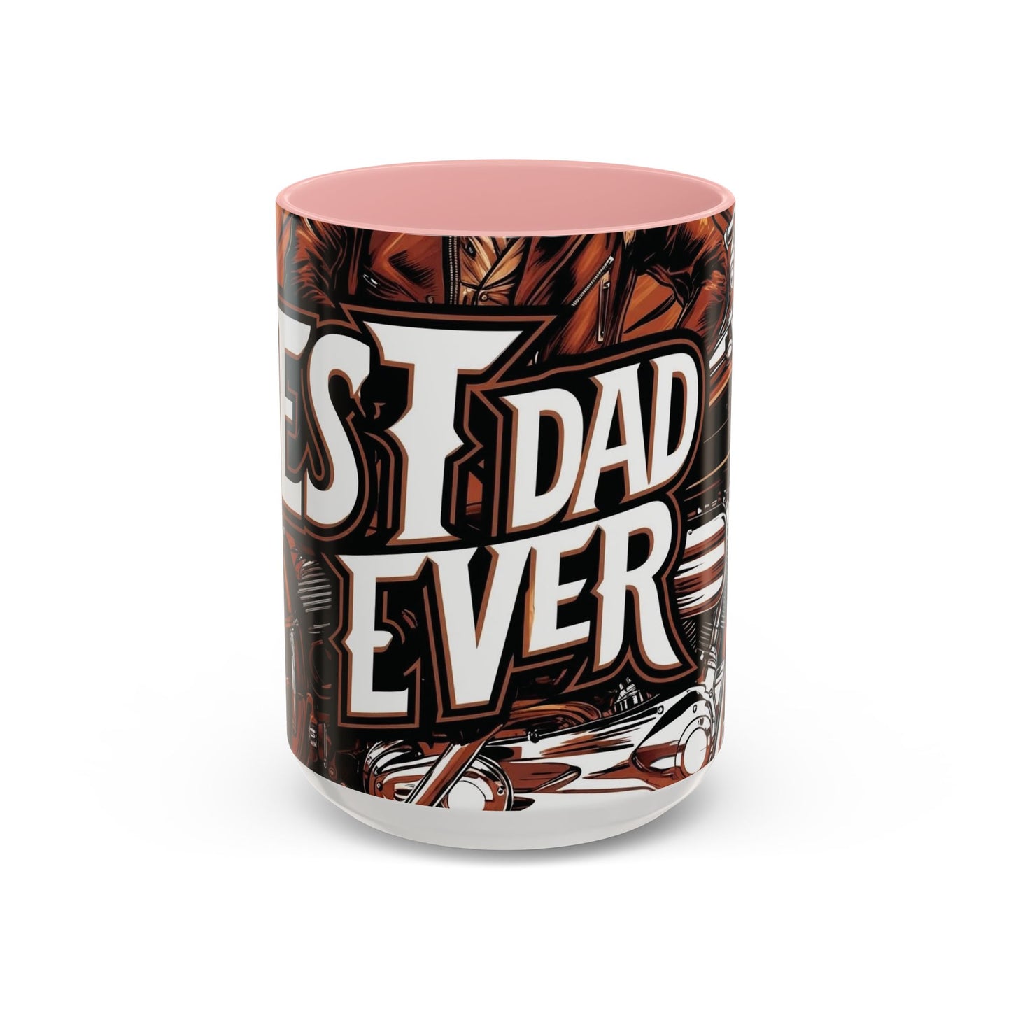 Best Dad Ever Accent Coffee Mug - 11 or 15oz Cool Motorcycle Design
