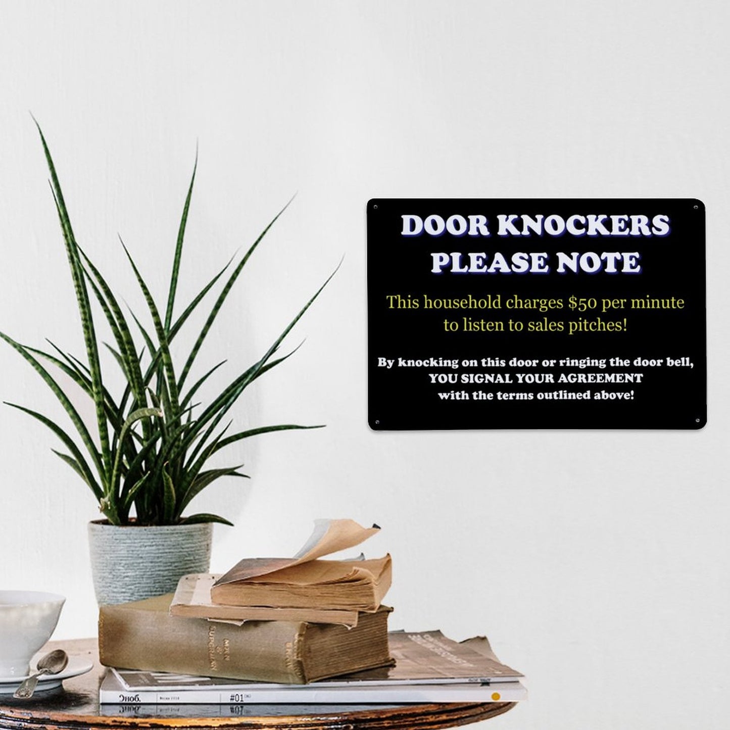 Door Knockers Please Note Aluminum Weatherproof Metal Sign