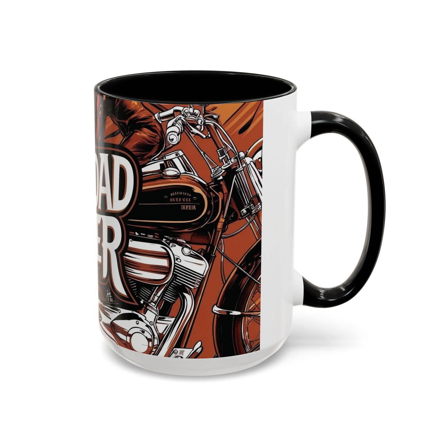 Best Dad Ever Accent Coffee Mug - 11 or 15oz Cool Motorcycle Design