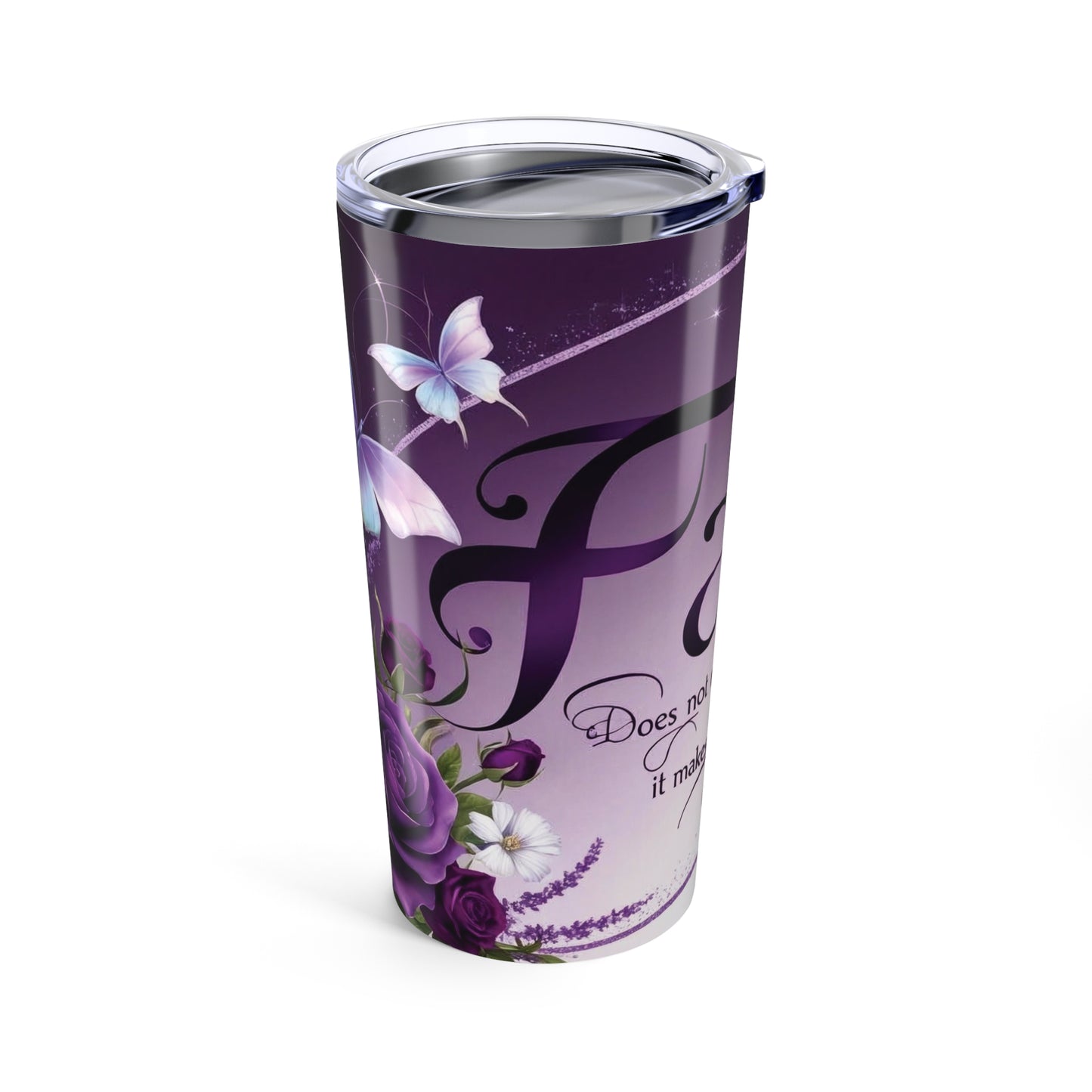 Inspirational Faith Tumbler 20oz - Purple Floral Design