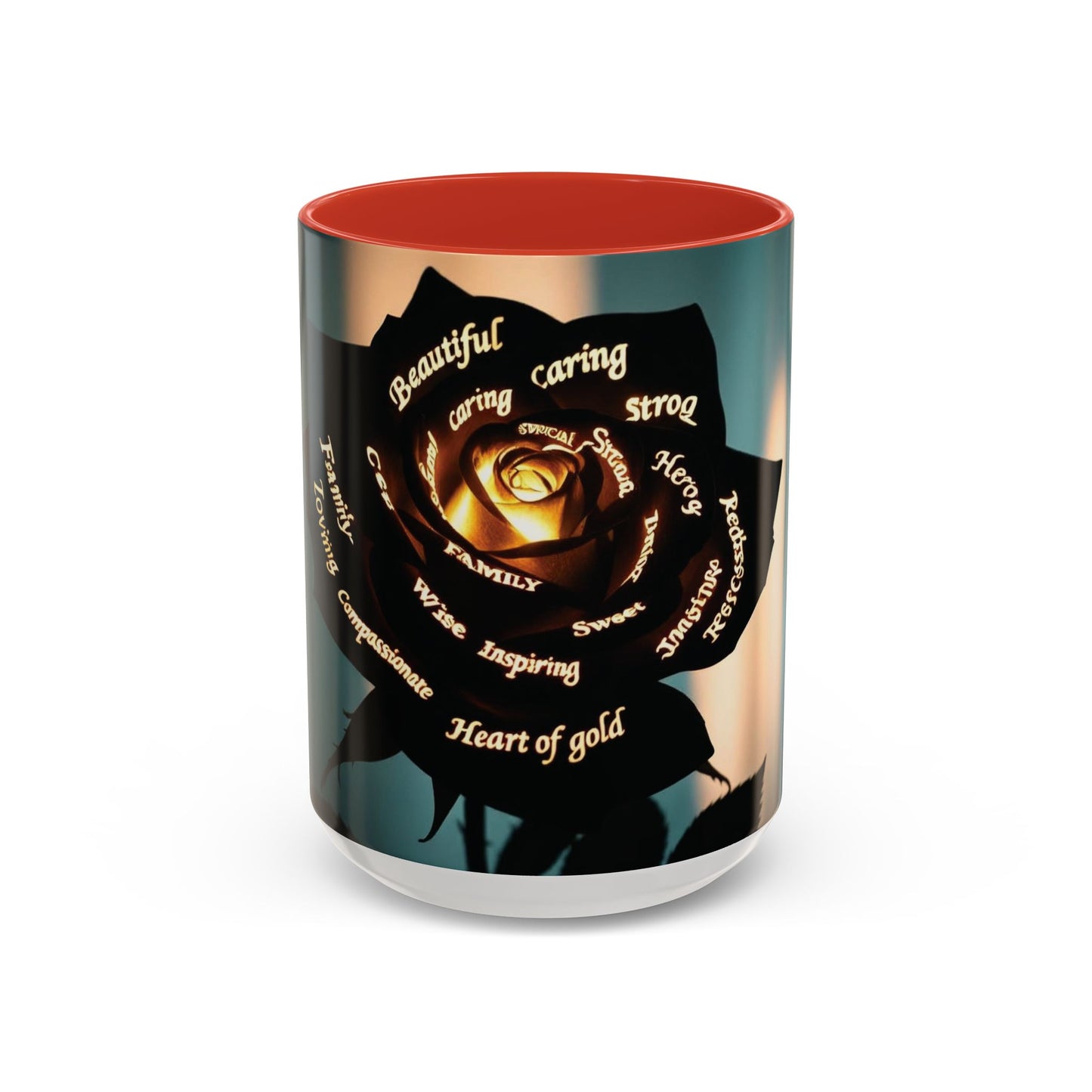 Inspirational Coffee Mug - Heart of Gold Quote with Rose Design