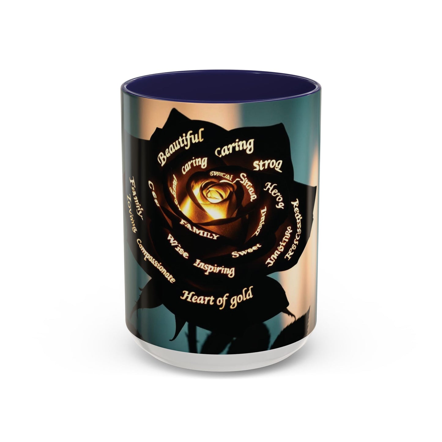 Inspirational Coffee Mug - Heart of Gold Quote with Rose Design