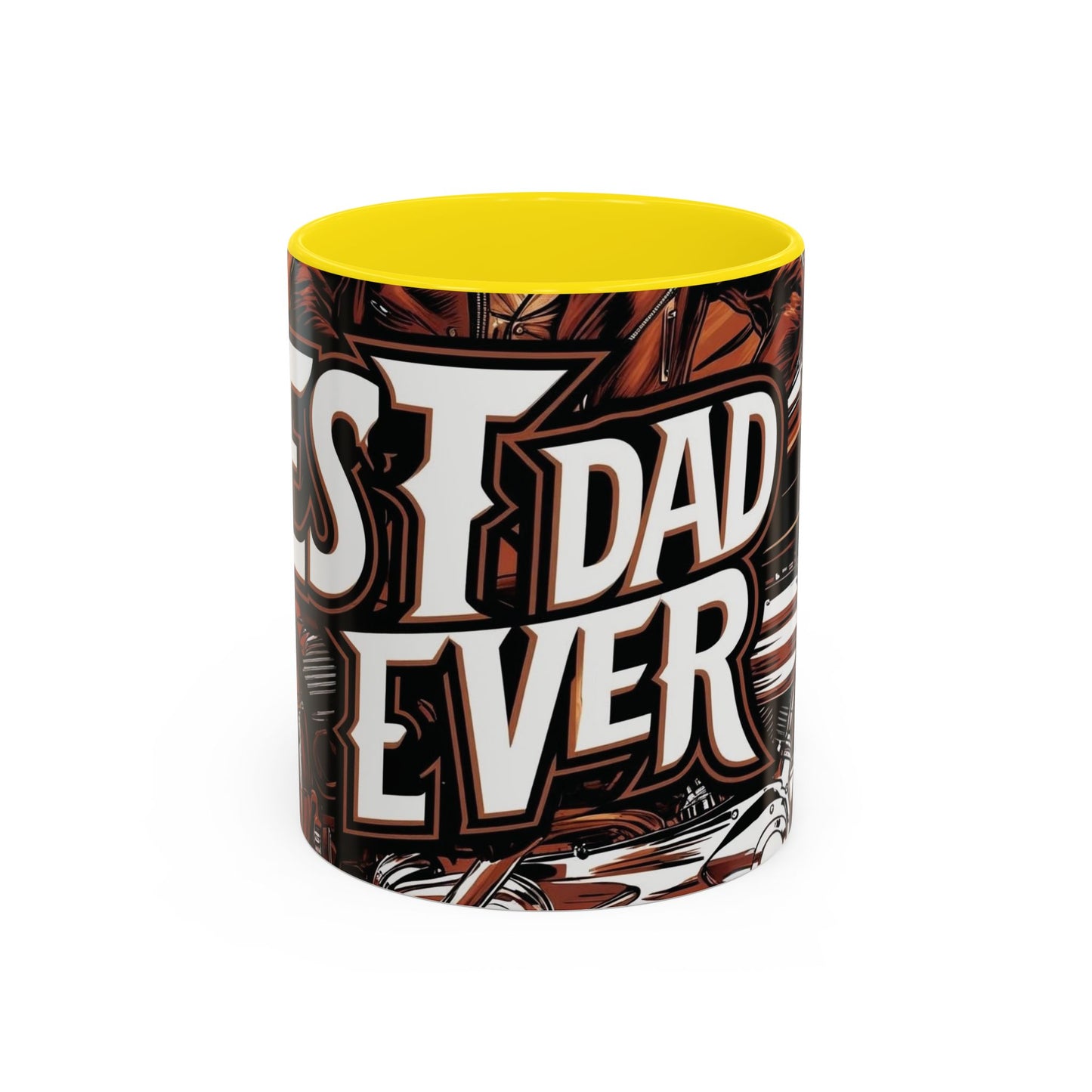 Best Dad Ever Accent Coffee Mug - 11 or 15oz Cool Motorcycle Design