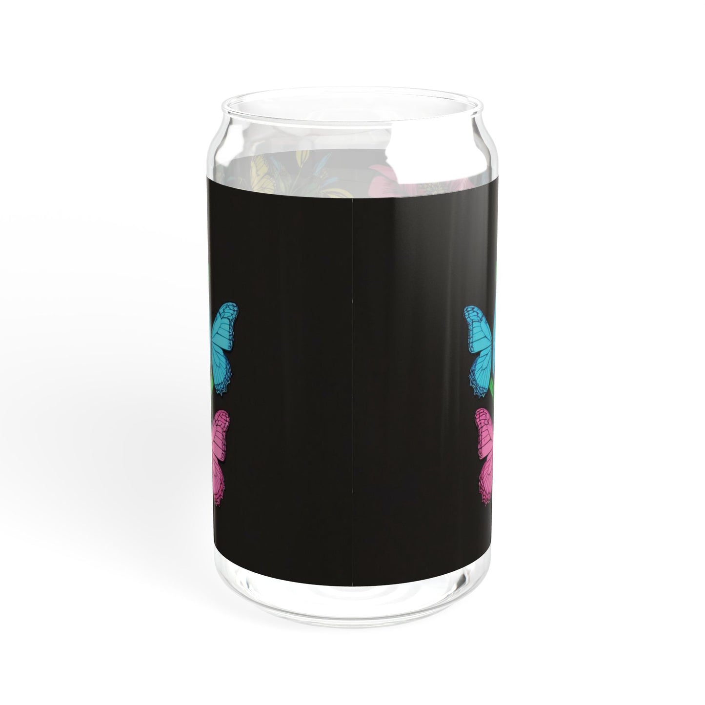 Motivational Sipper Glass - 16oz - "Faith Over Fear" with Floral Butterflies