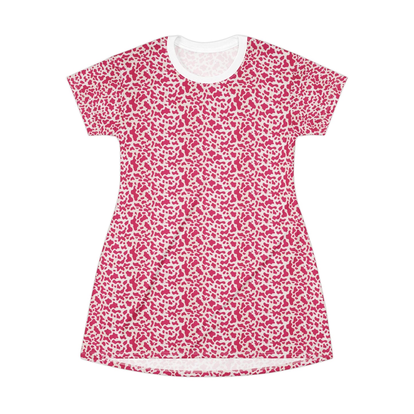 Cute Pink Cow Pattern T-Shirt Dress for Casual Days