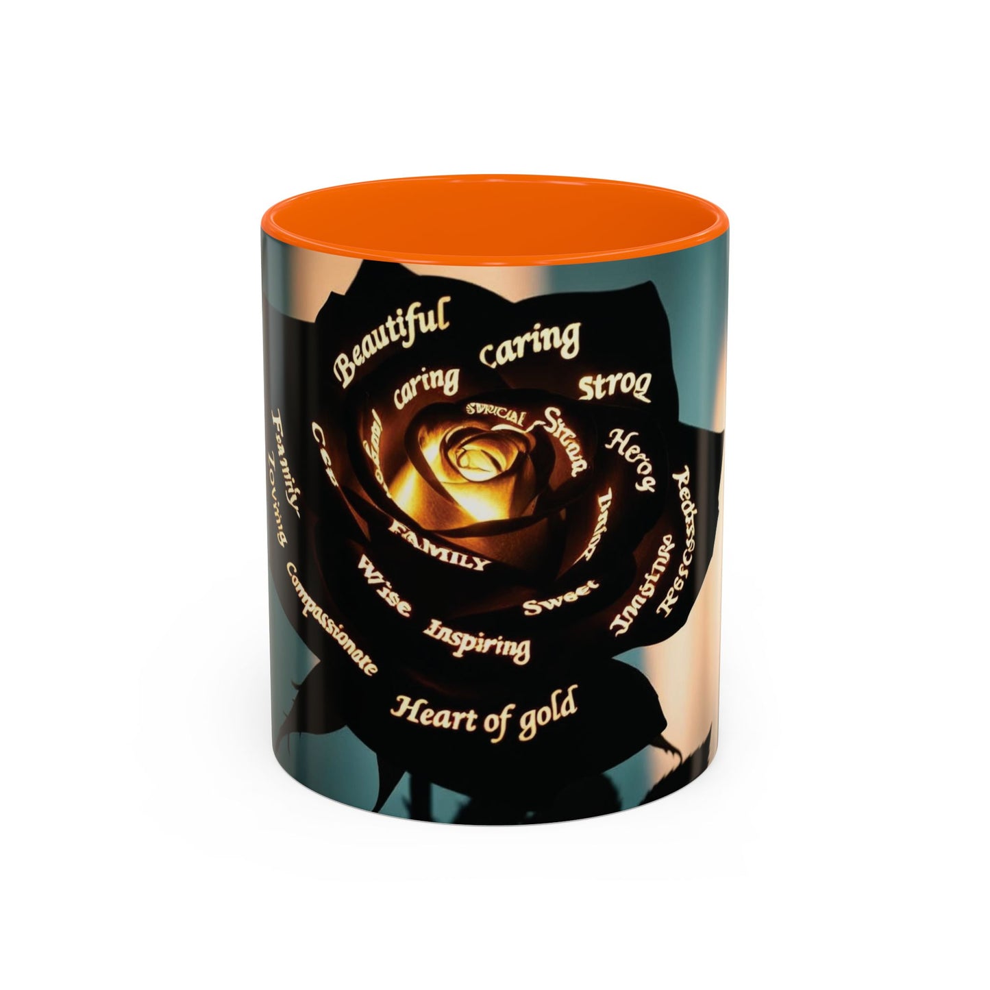 Inspirational Coffee Mug - Heart of Gold Quote with Rose Design