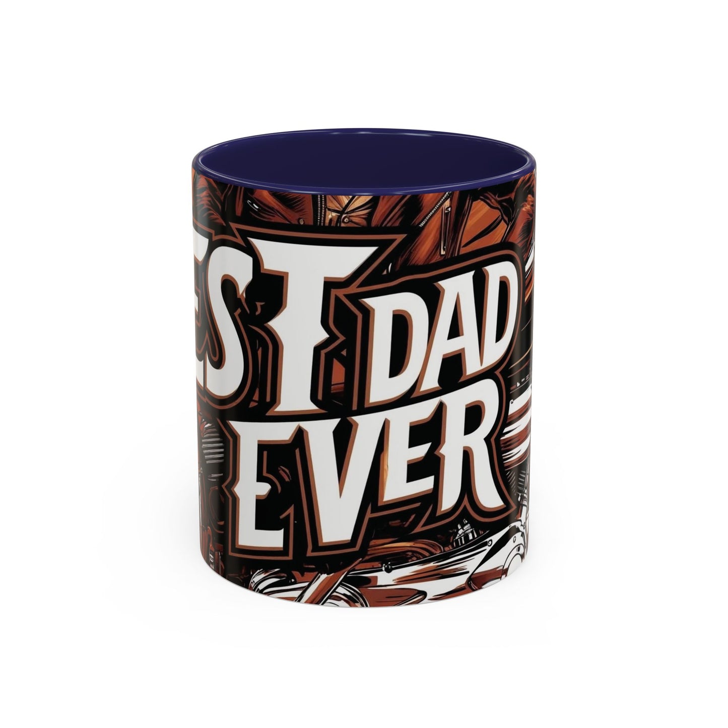 Best Dad Ever Accent Coffee Mug - 11 or 15oz Cool Motorcycle Design