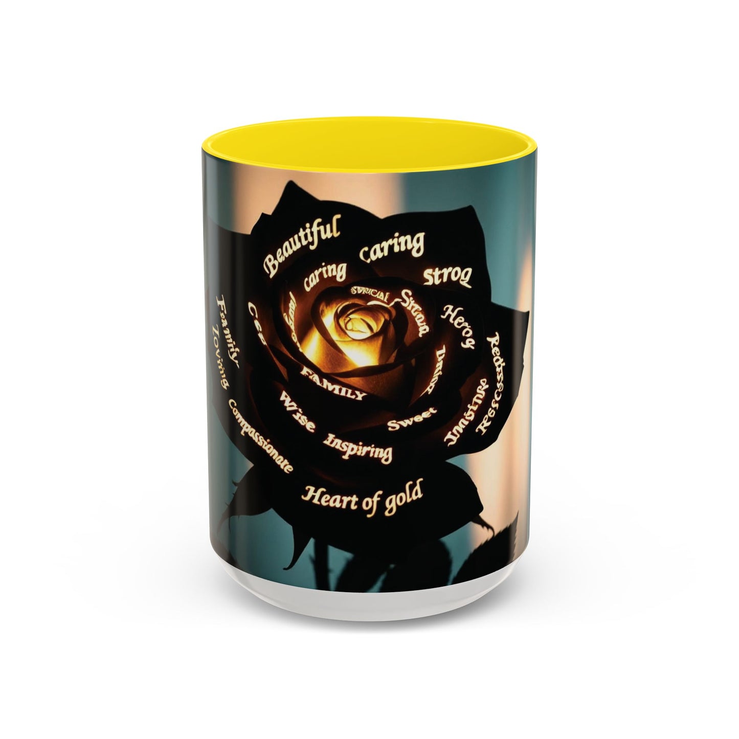Inspirational Coffee Mug - Heart of Gold Quote with Rose Design